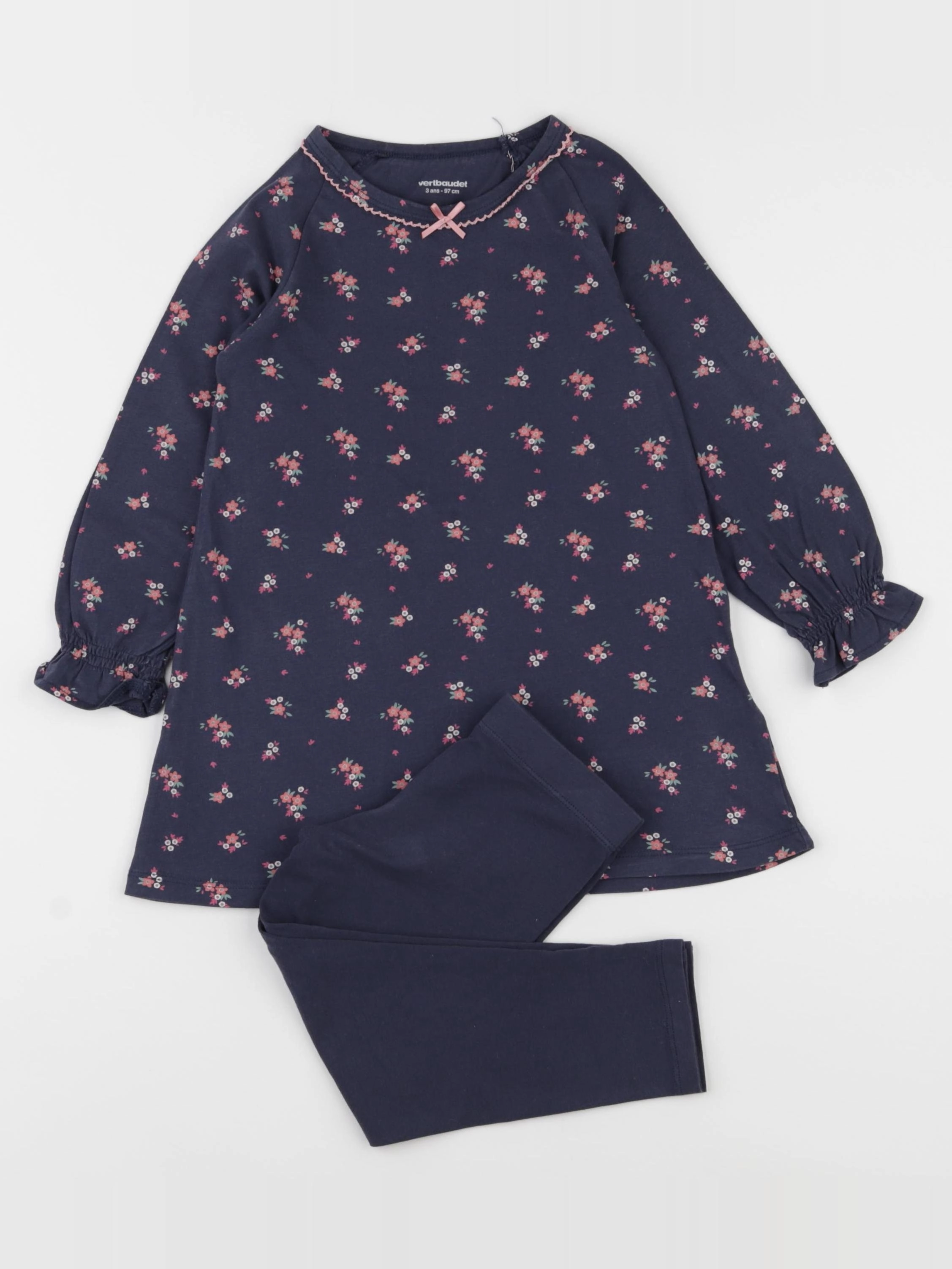 Vertbaudet - pyjama coton rose, bleu - 3 ans