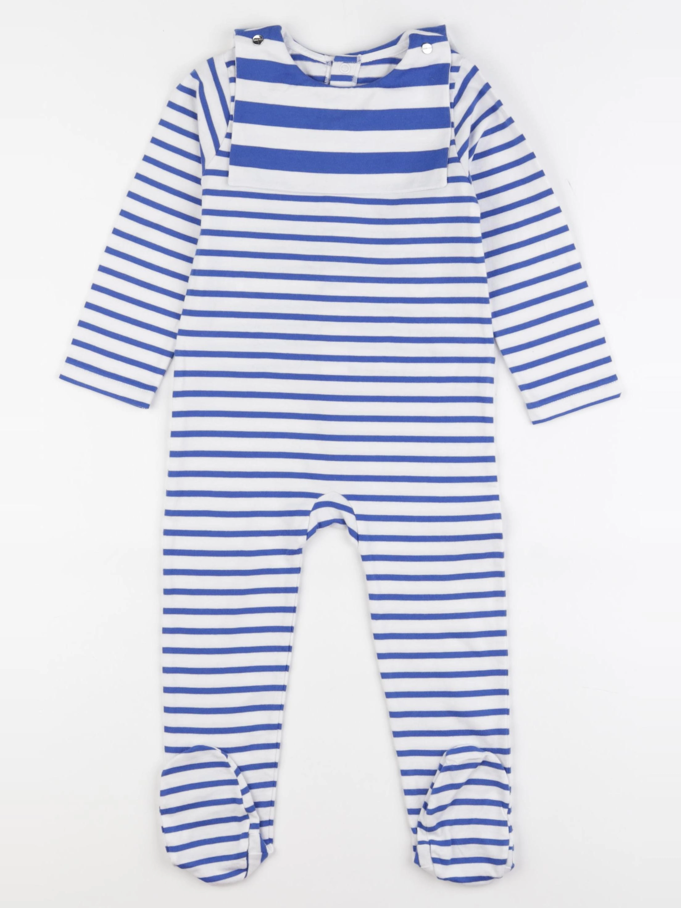 Jacadi - pyjama coton blanc, bleu - 24 mois