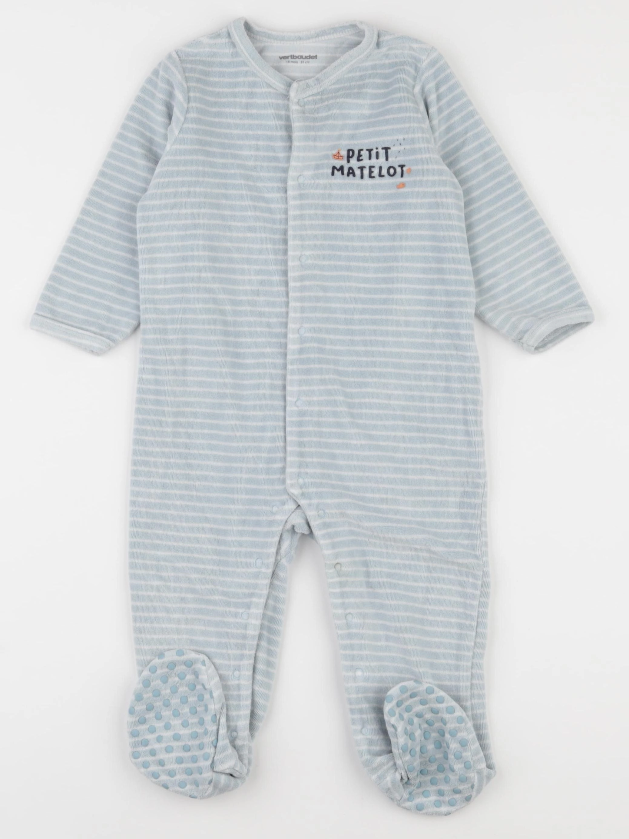 Vertbaudet - pyjama velours bleu - 18 mois