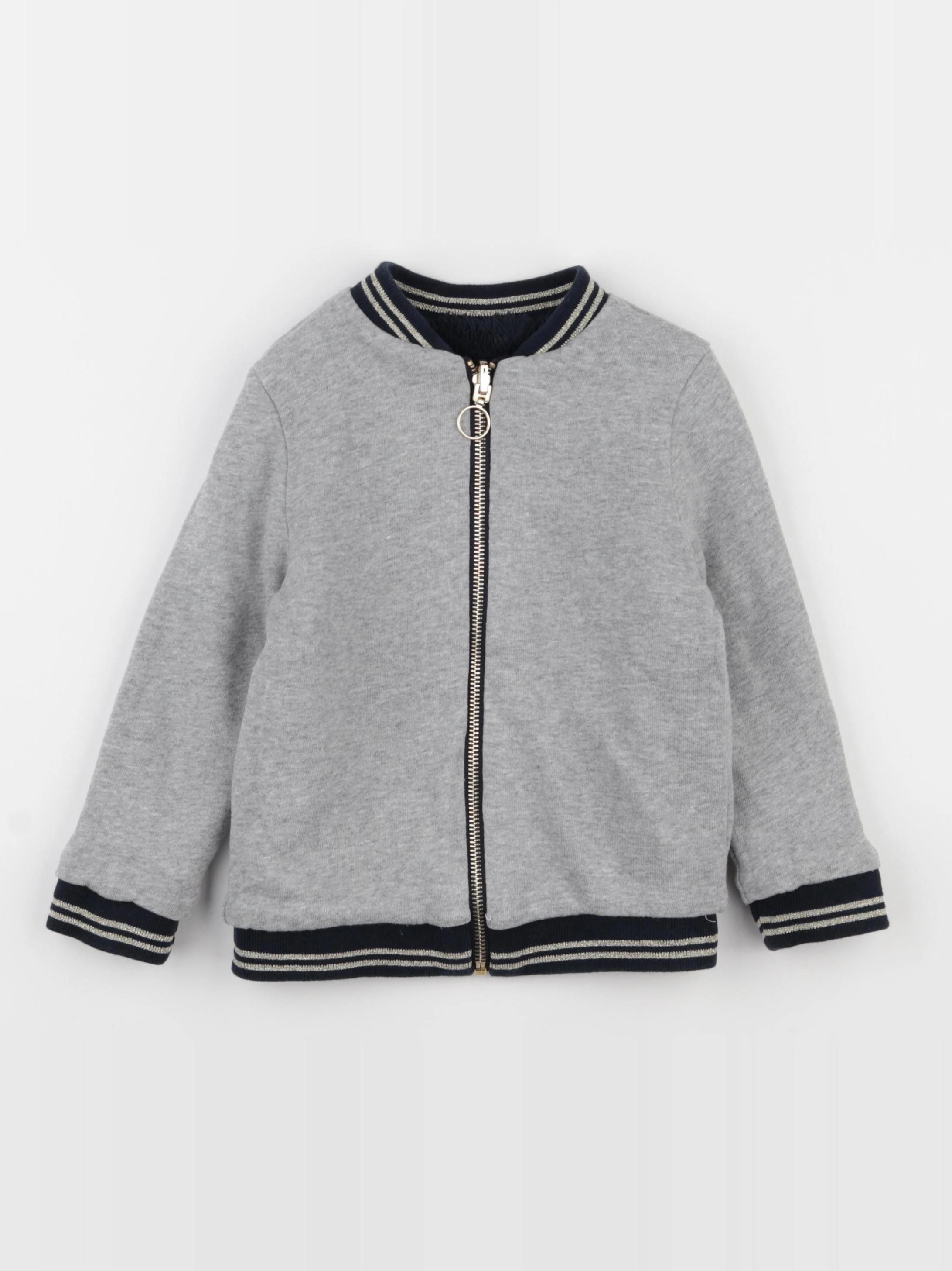 Monoprix - sweat réversible bleu, gris - 4 ans