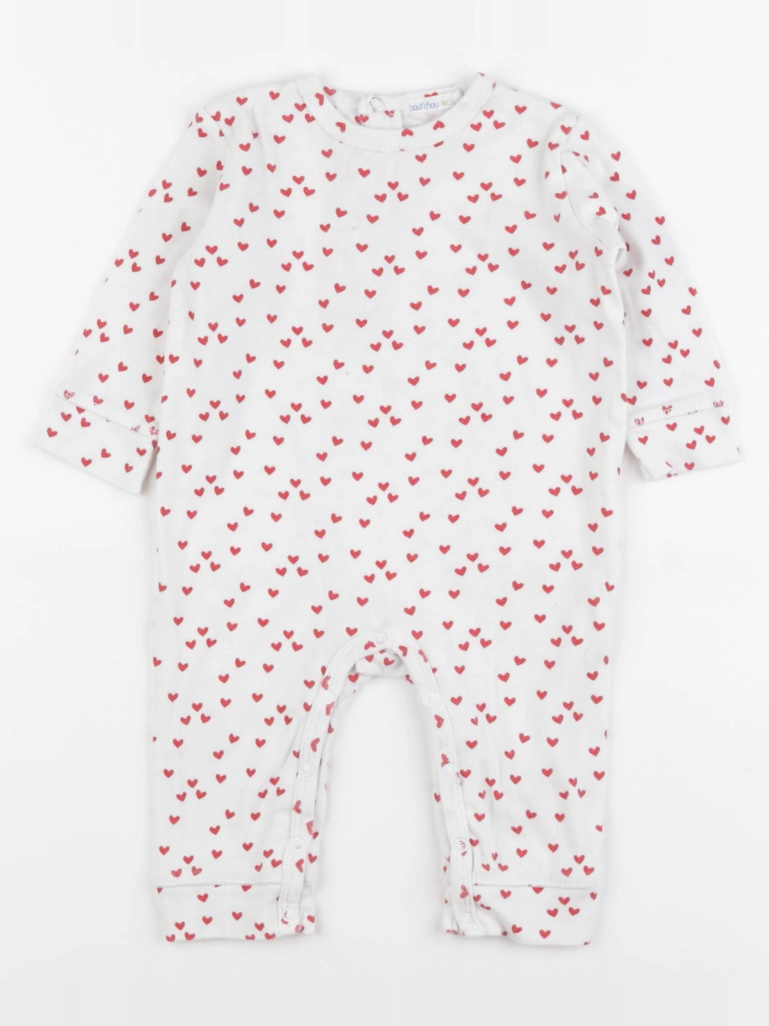 Boutchou - pyjama coton blanc, rouge - 6 mois
