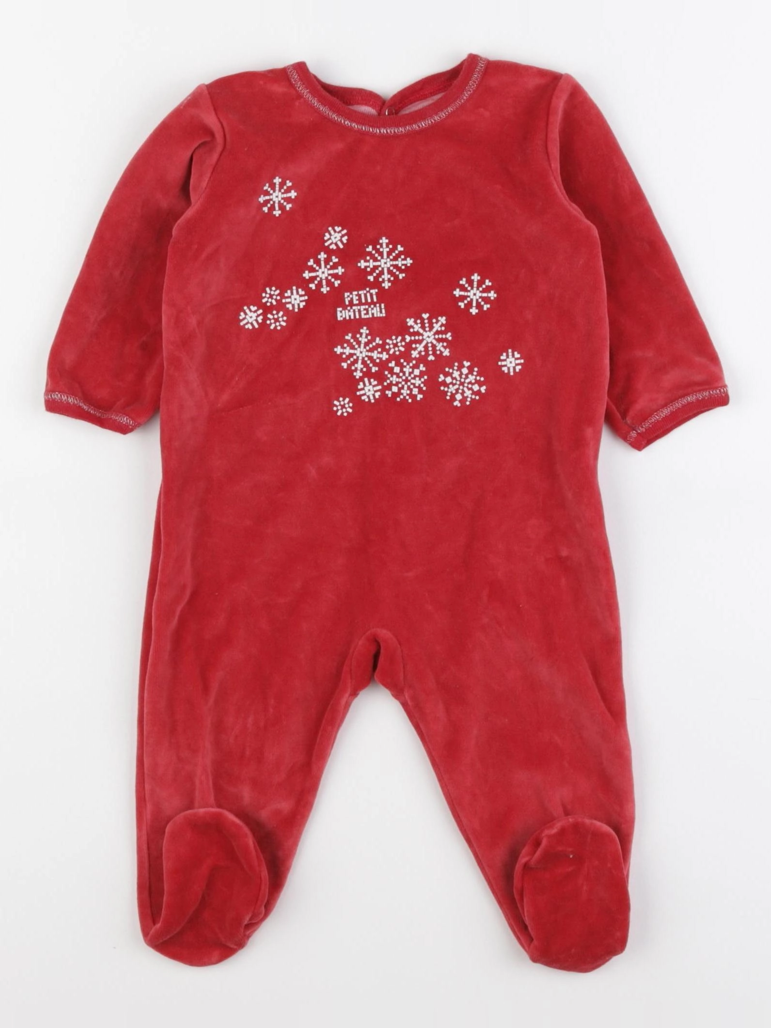 Petit Bateau - pyjama velours rouge - 6 mois