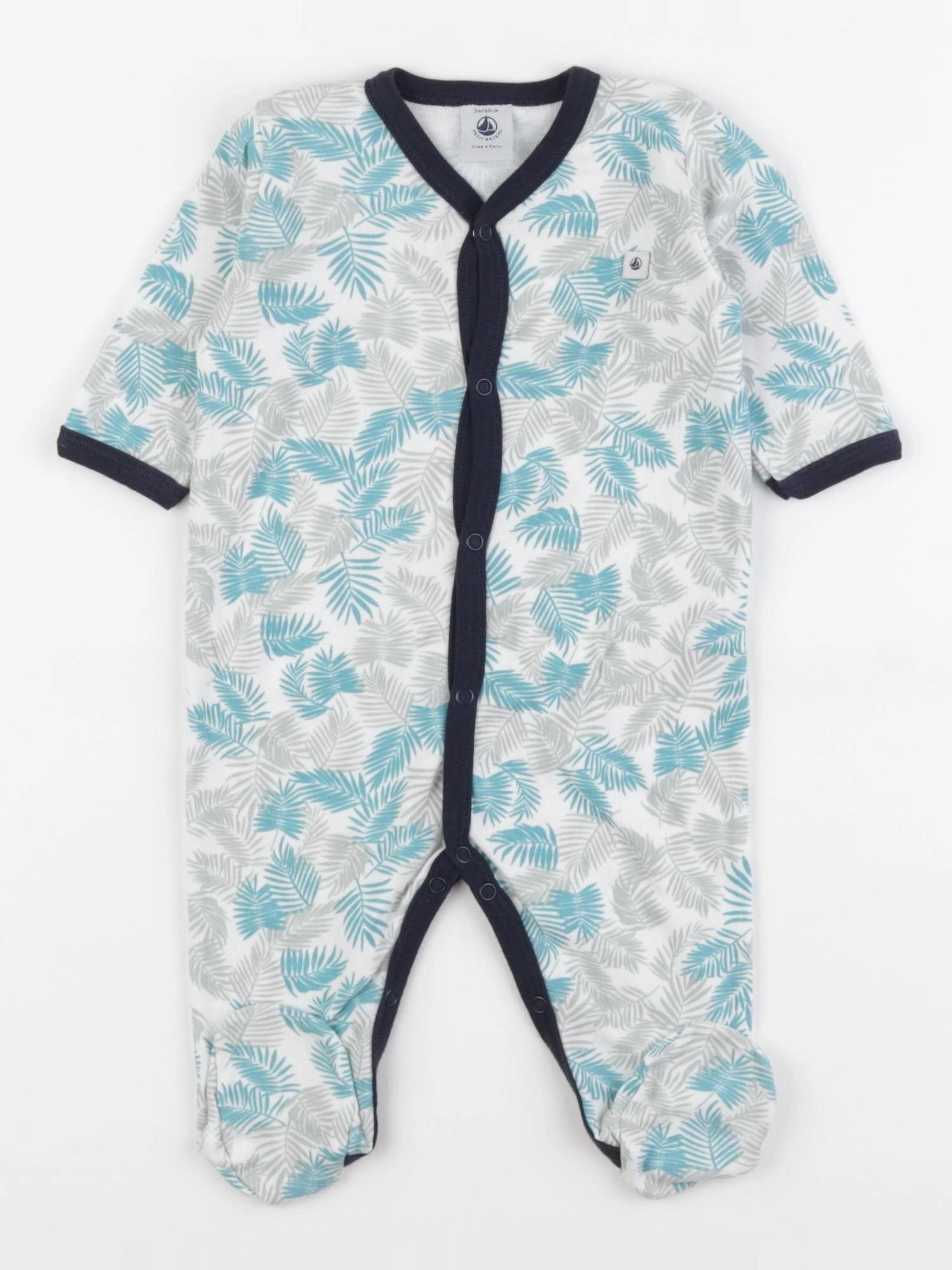 Petit Bateau - pyjama coton bleu - 3 mois