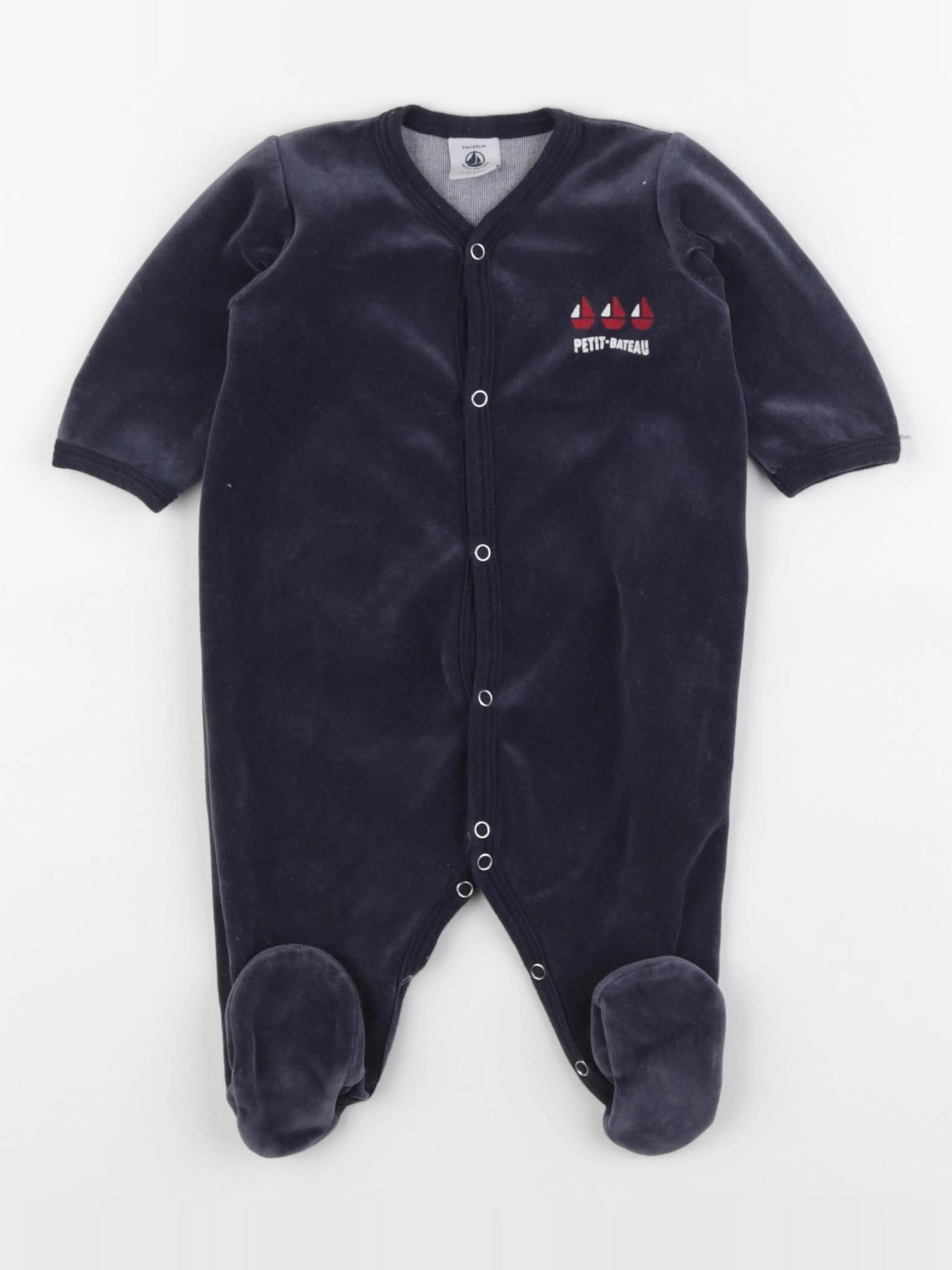 Petit Bateau - pyjama velours bleu - 3 mois