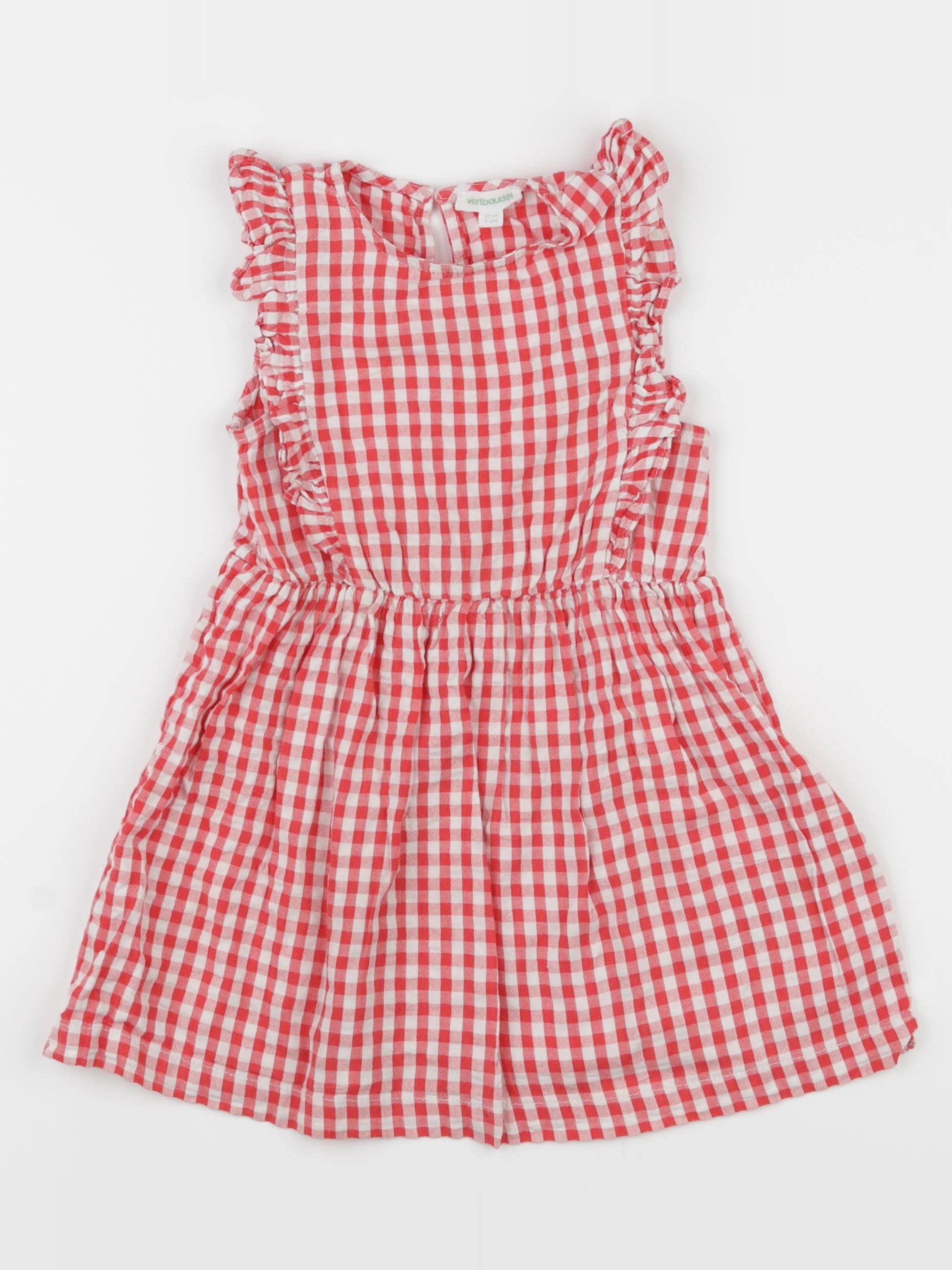 Vertbaudet - robe blanc, rouge - 3 ans