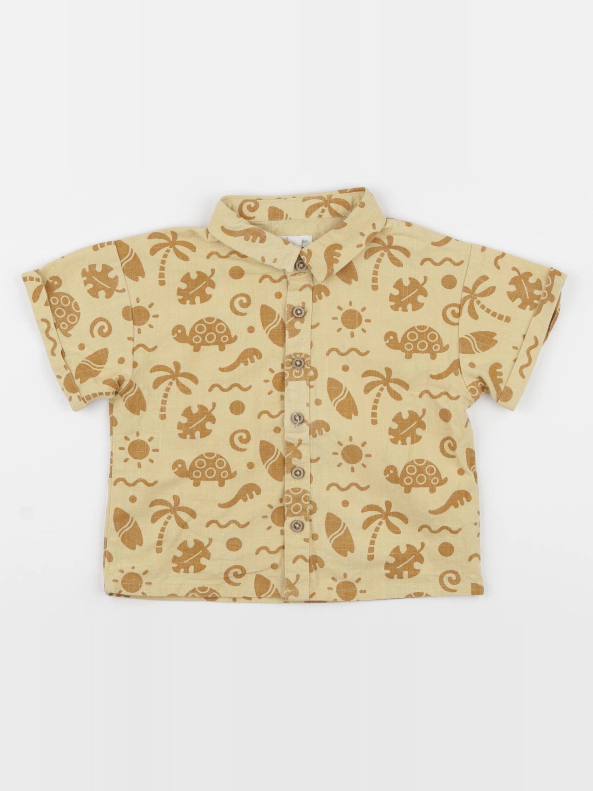 Vertbaudet - chemise jaune, marron - 24 mois