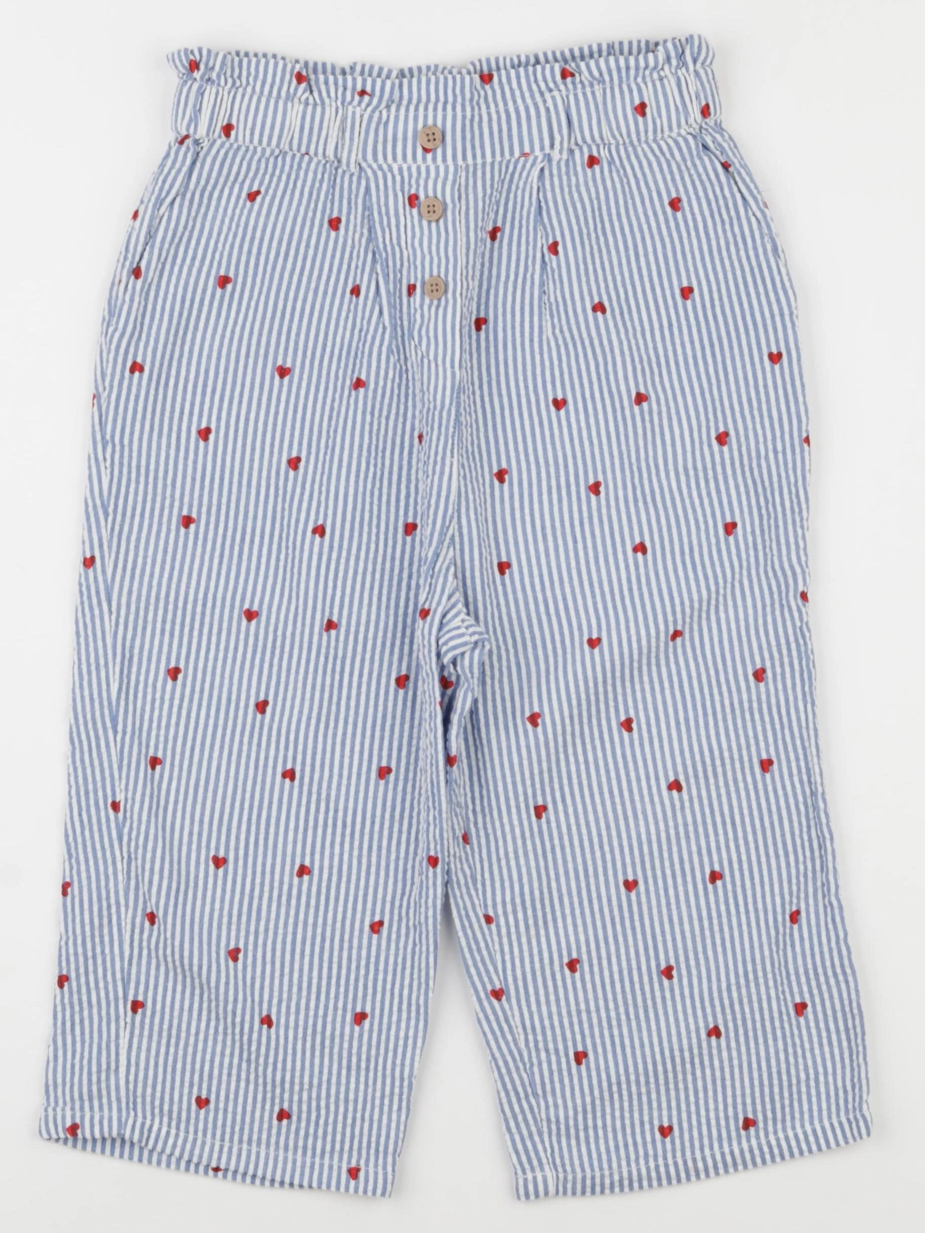 Vertbaudet - pantacourt blanc, bleu - 7 ans