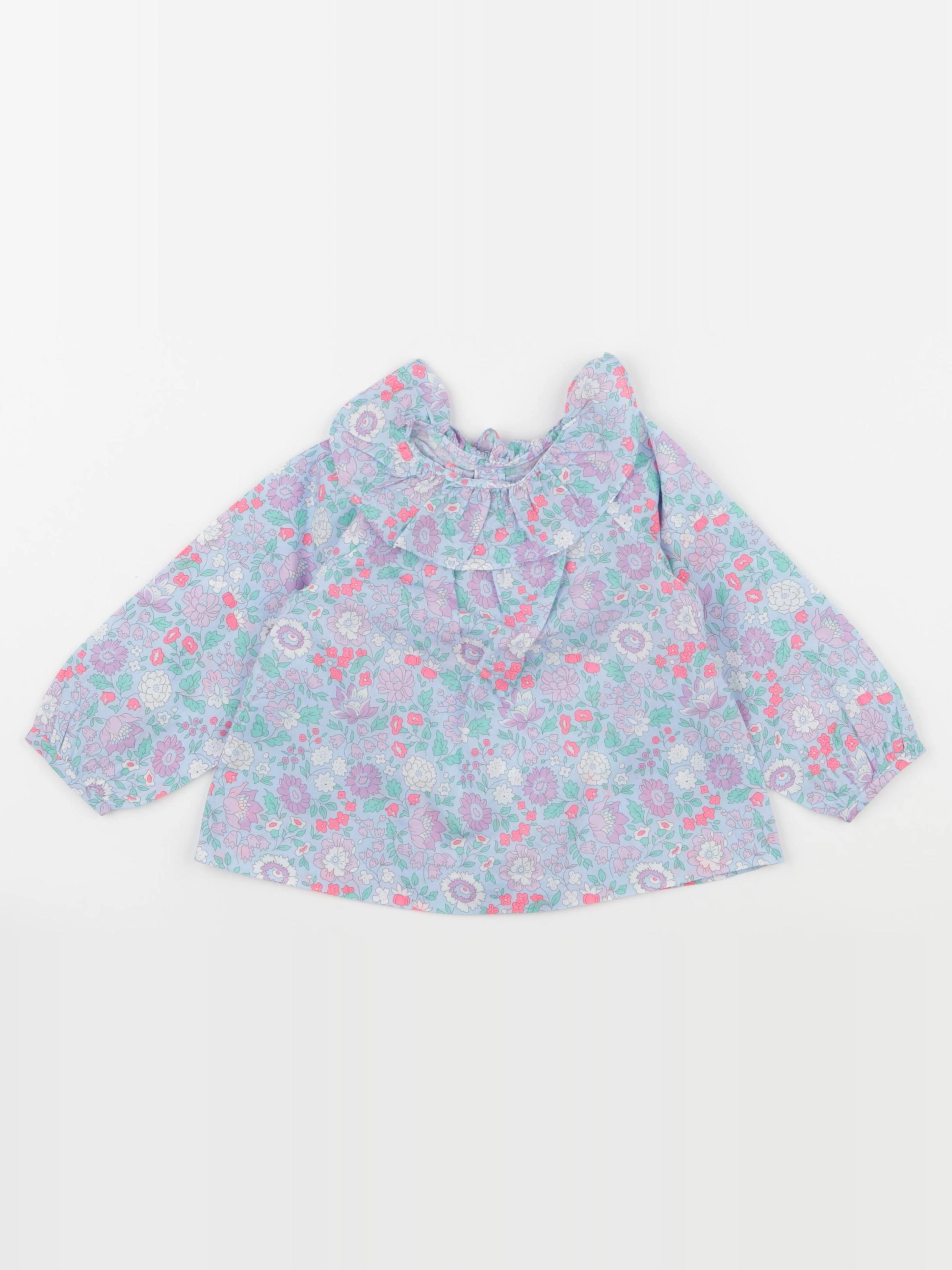 Jacadi - blouse liberty bleu, rose - 18 mois