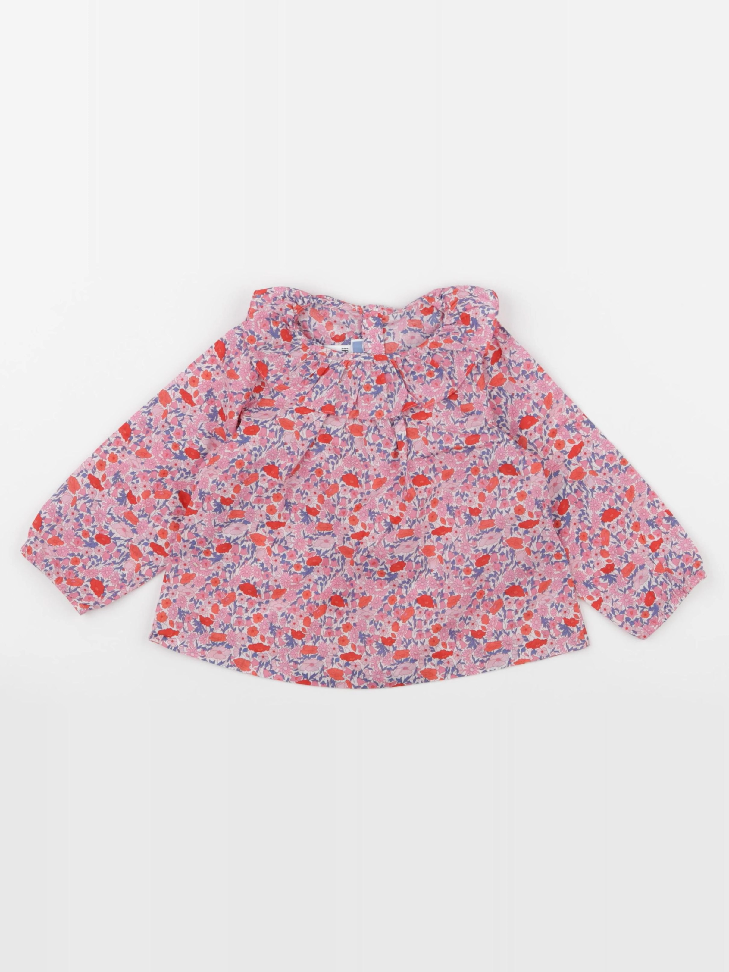 Jacadi - blouse liberty bleu, rose, rouge - 18 mois