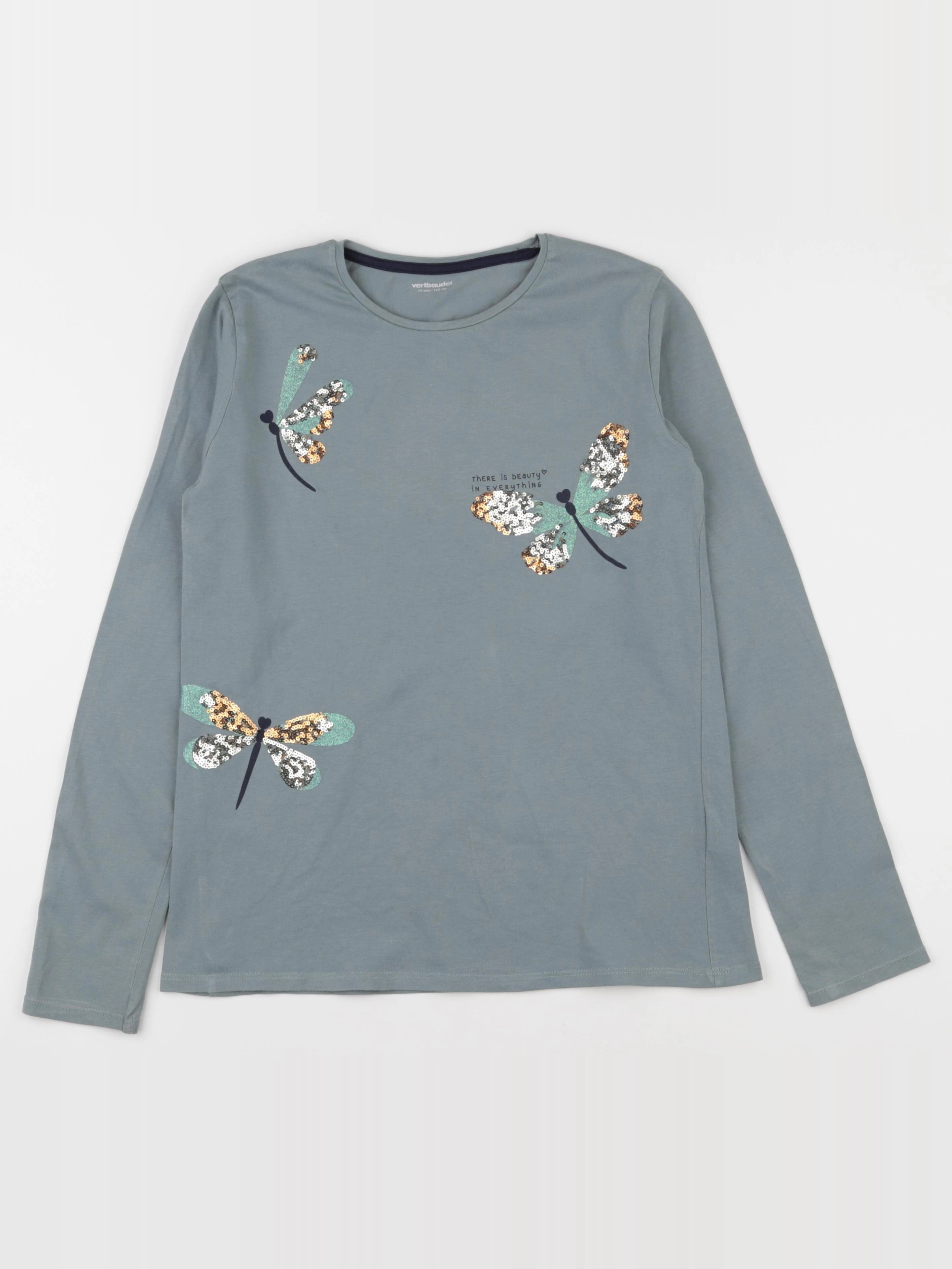Vertbaudet - tee-shirt bleu, or, bronze - 12 ans