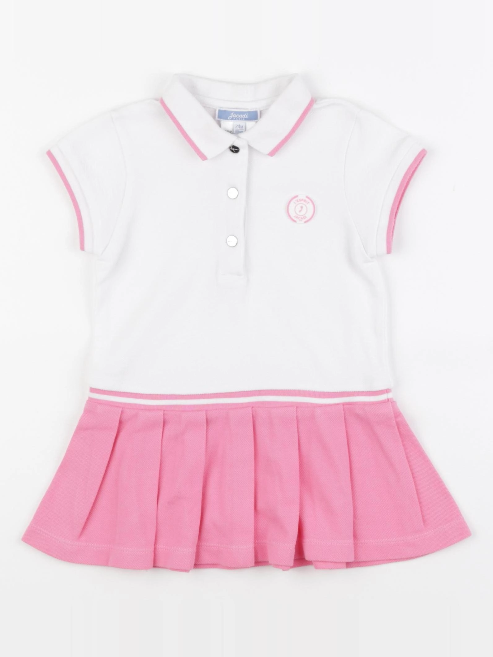 Jacadi - robe blanc, rose - 24 mois