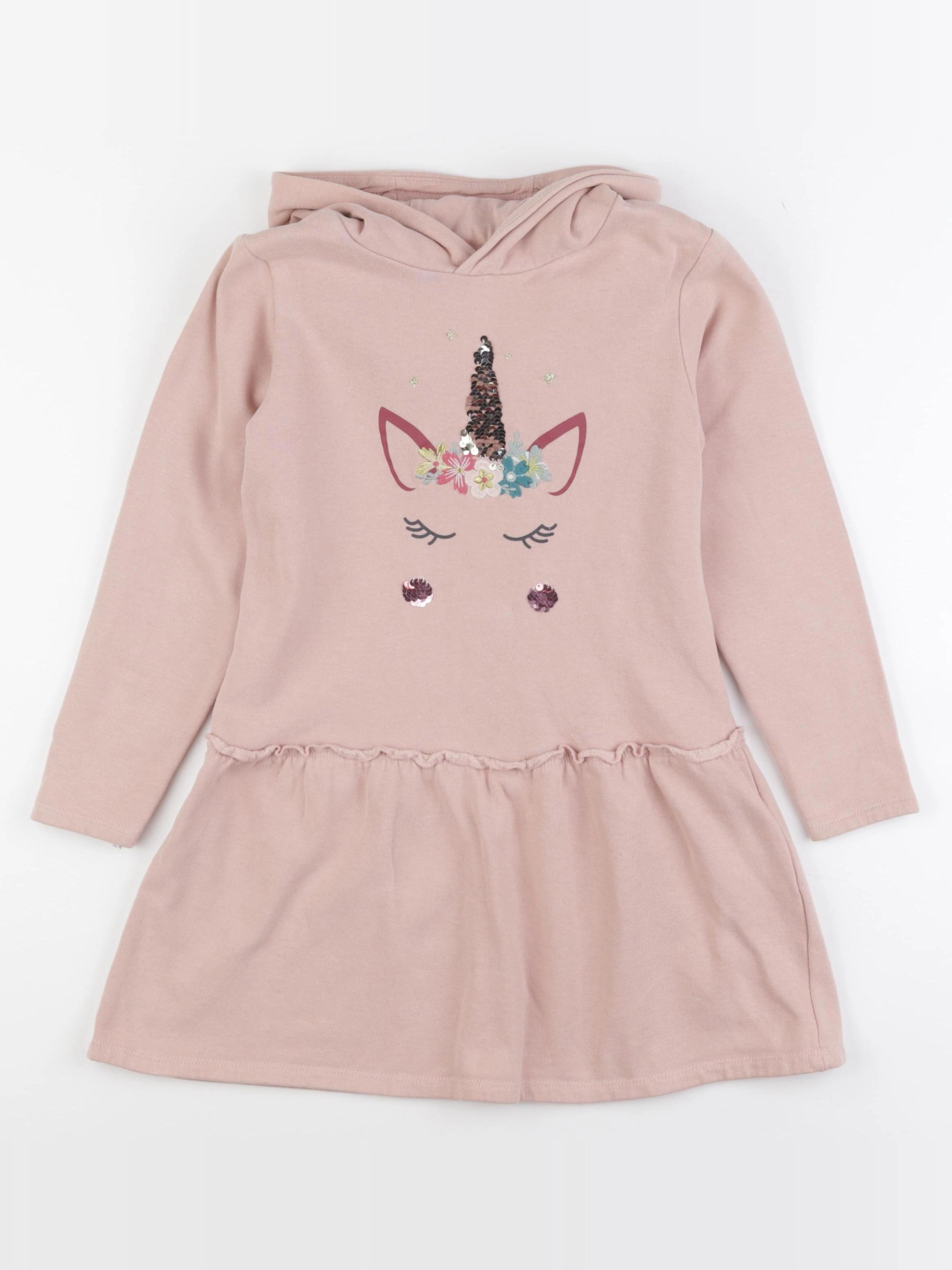 Vertbaudet - robe or, rose - 8 ans
