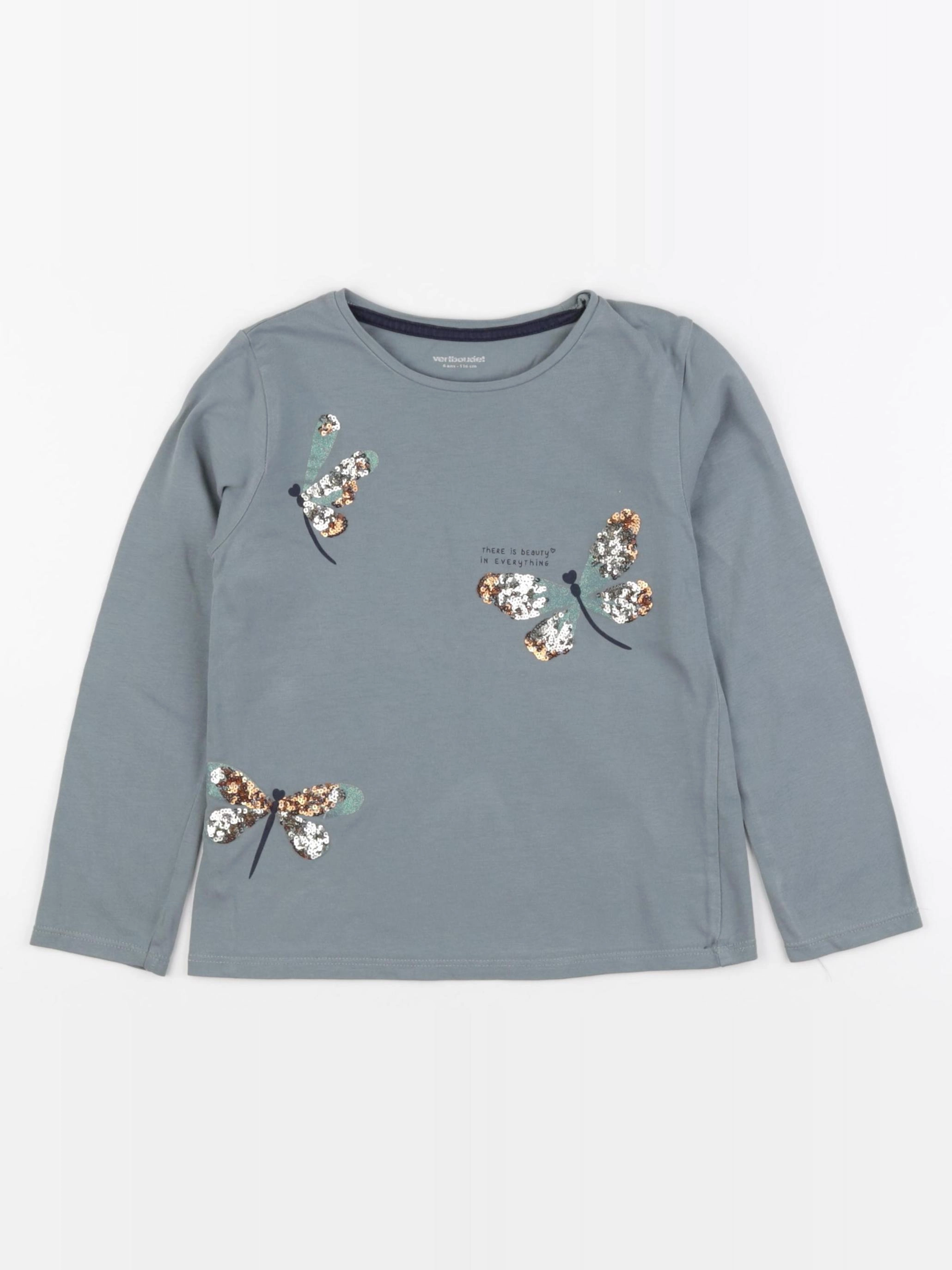 Vertbaudet - tee-shirt bleu, bronze, or - 6 ans