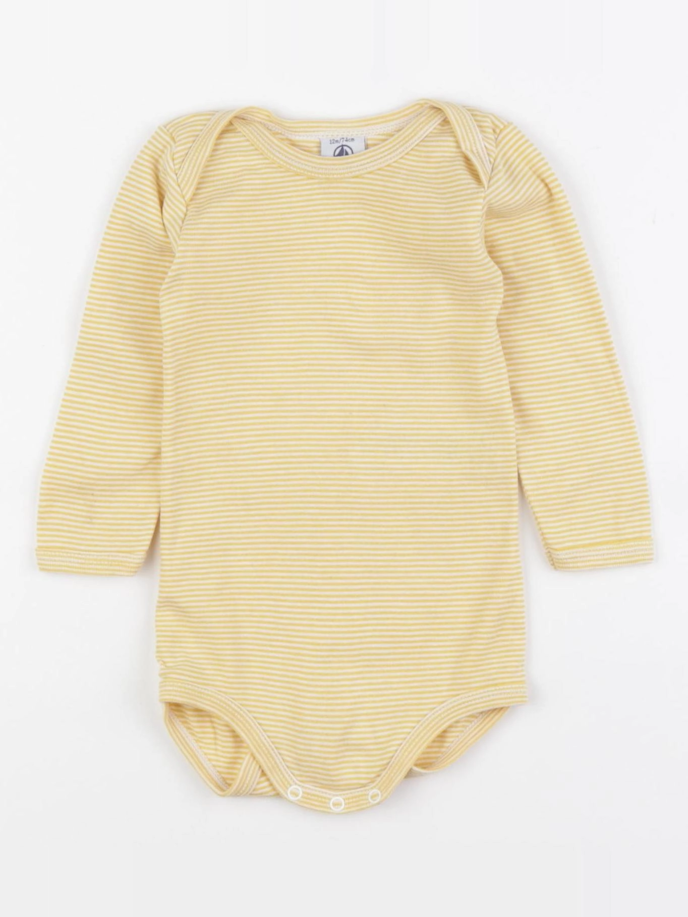 Petit Bateau - body blanc, jaune - 12 mois