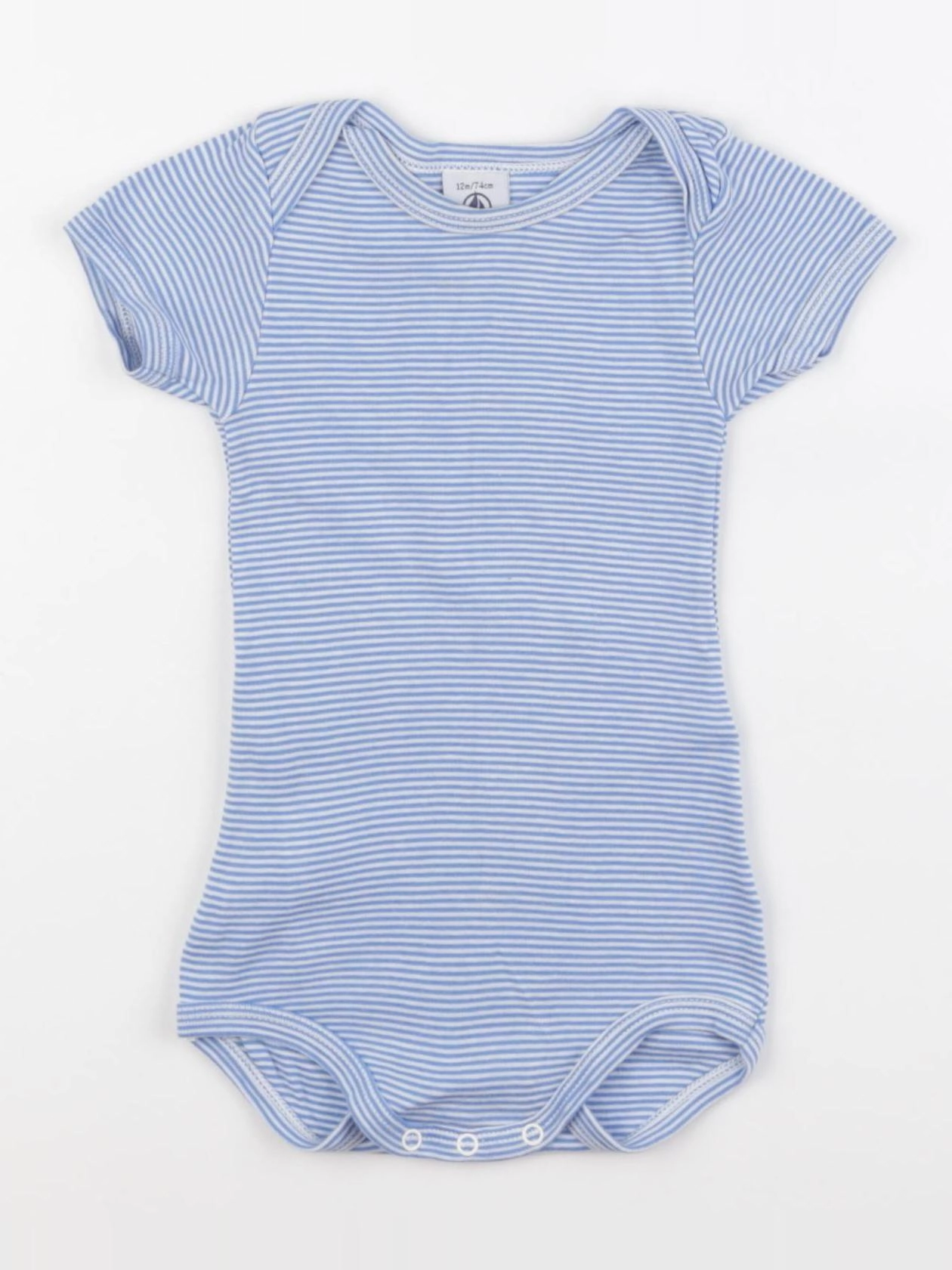 Petit Bateau - body blanc, bleu - 12 mois