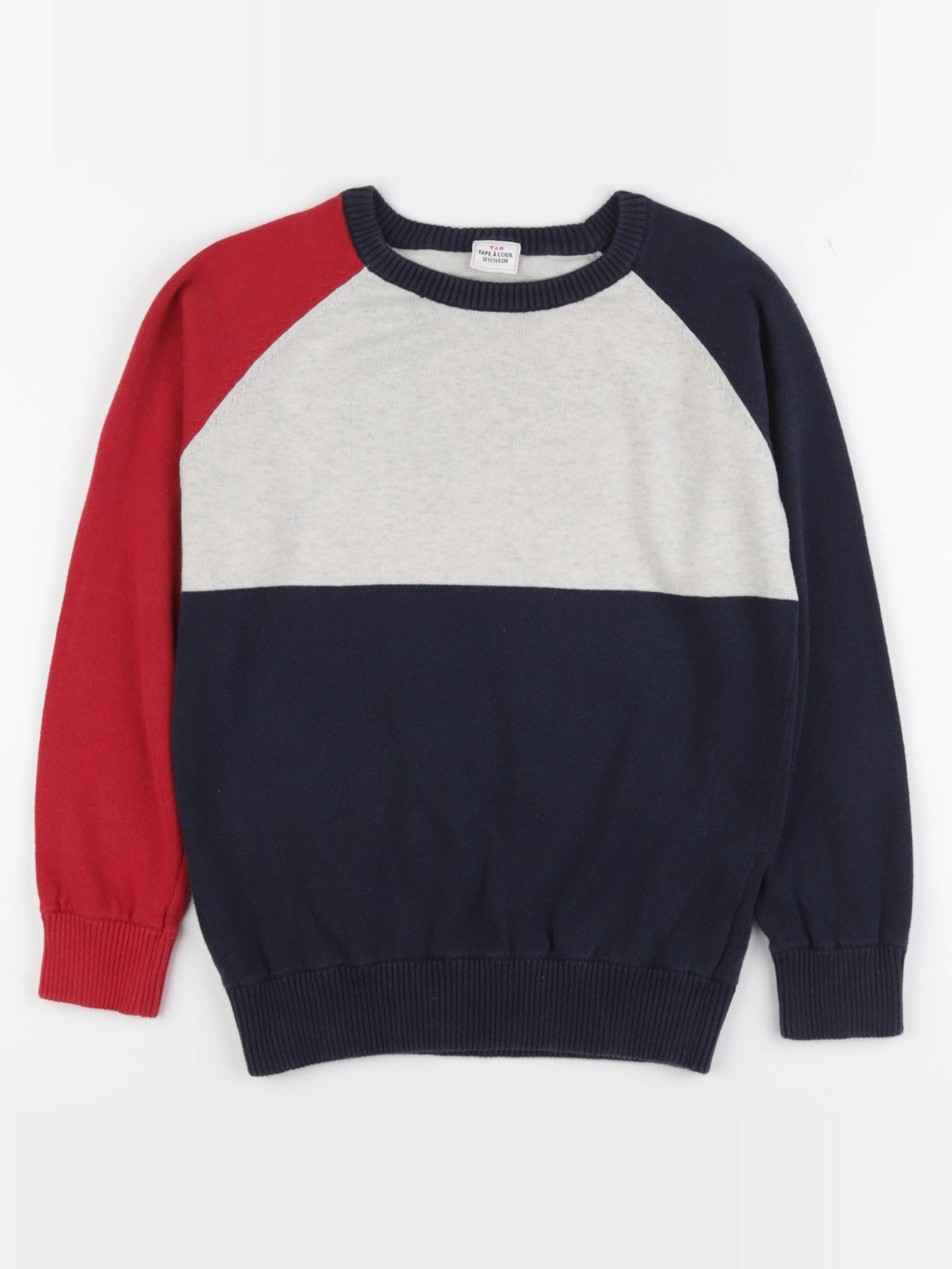 Tape à l'oeil - pull bleu, rouge, gris - 10 ans