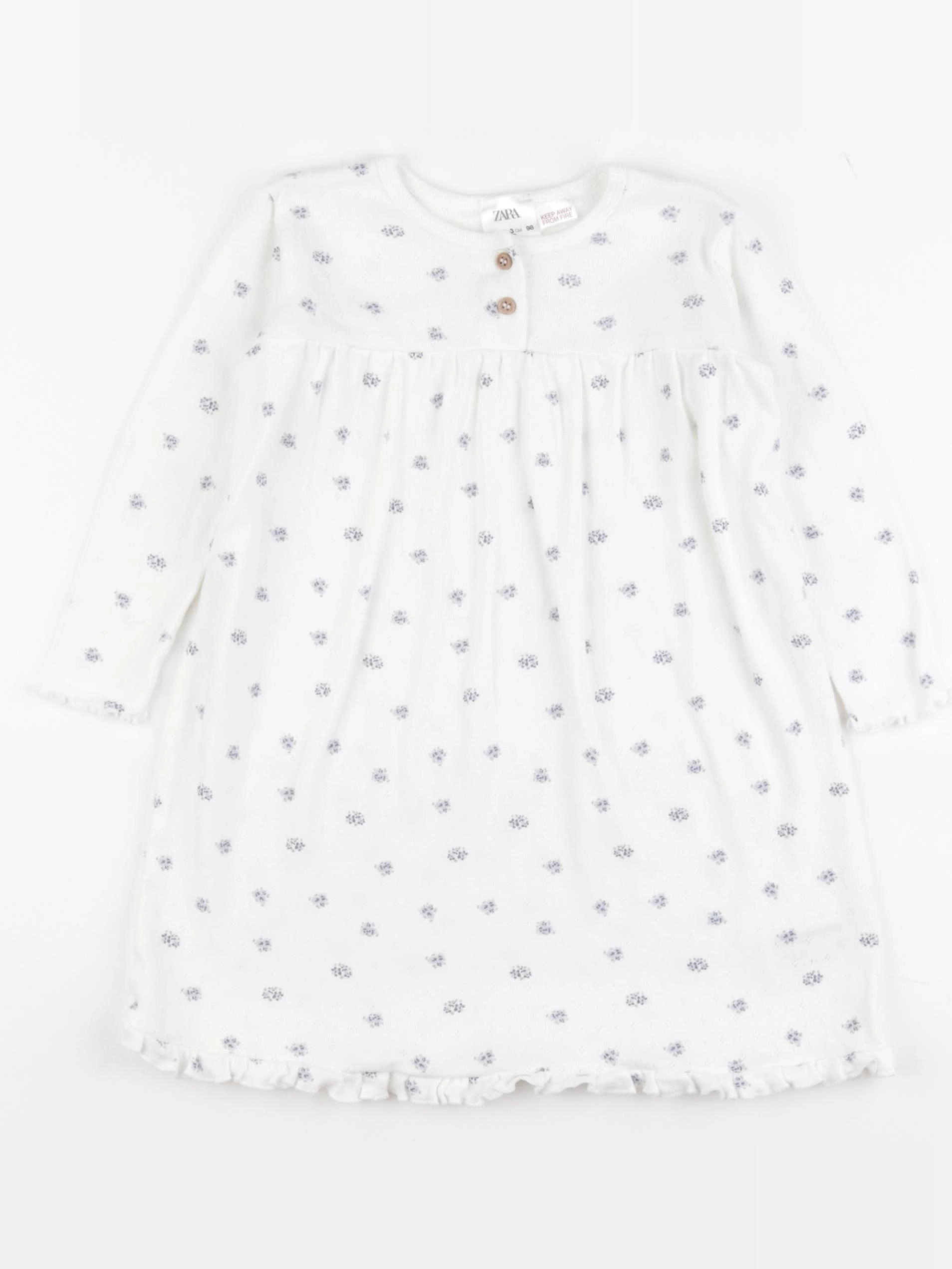 Zara - chemise de nuit coton blanc, bleu - 2/3 ans