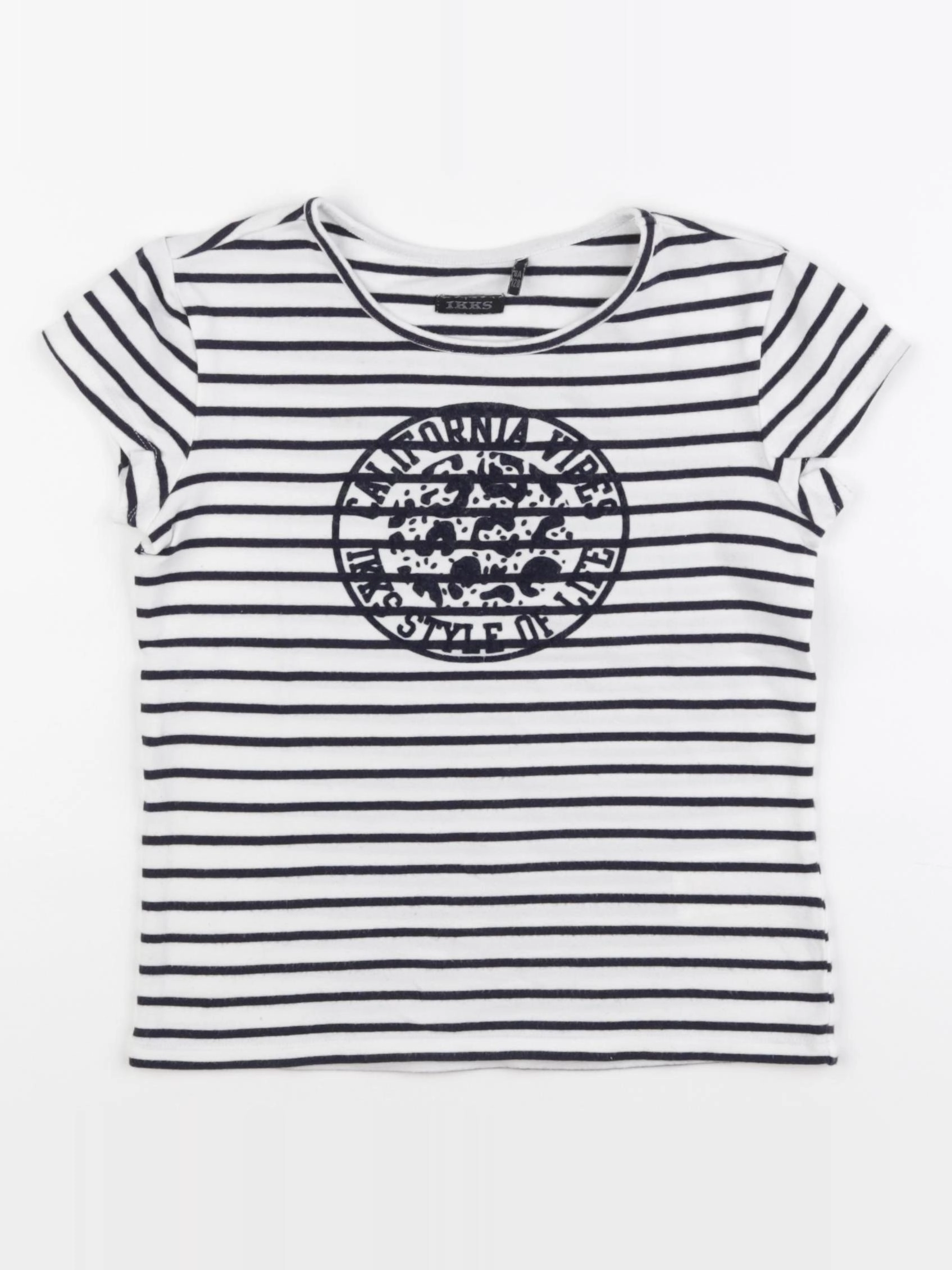 IKKS - tee-shirt bleu, blanc - 8 ans