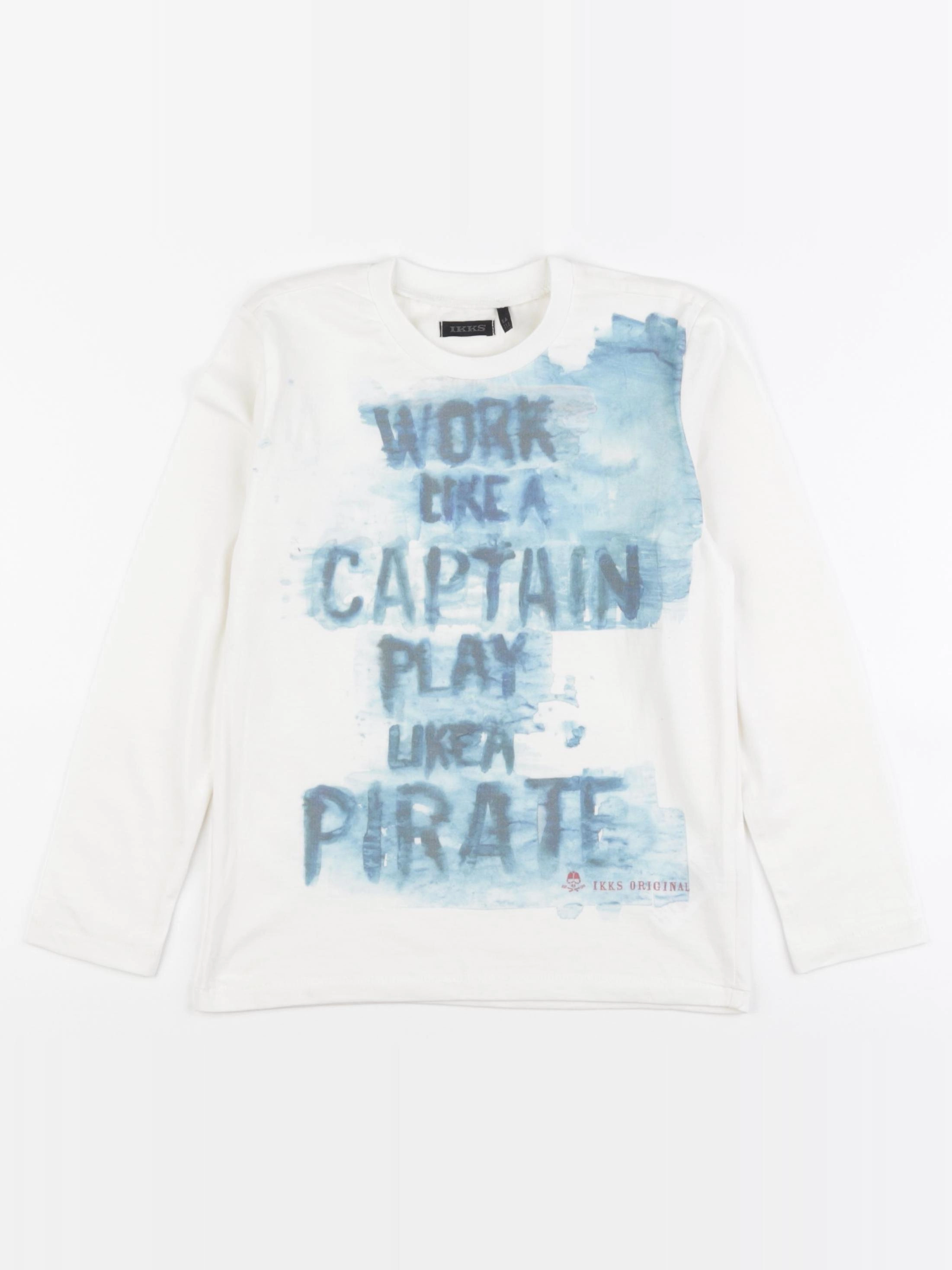 IKKS - tee-shirt blanc, bleu - 6 ans