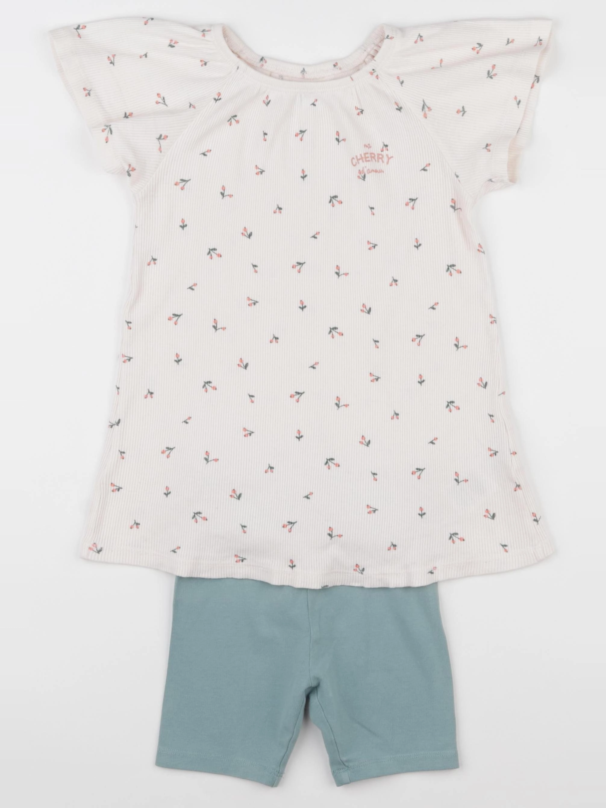 Vertbaudet - ensemble beige, vert - 3 ans