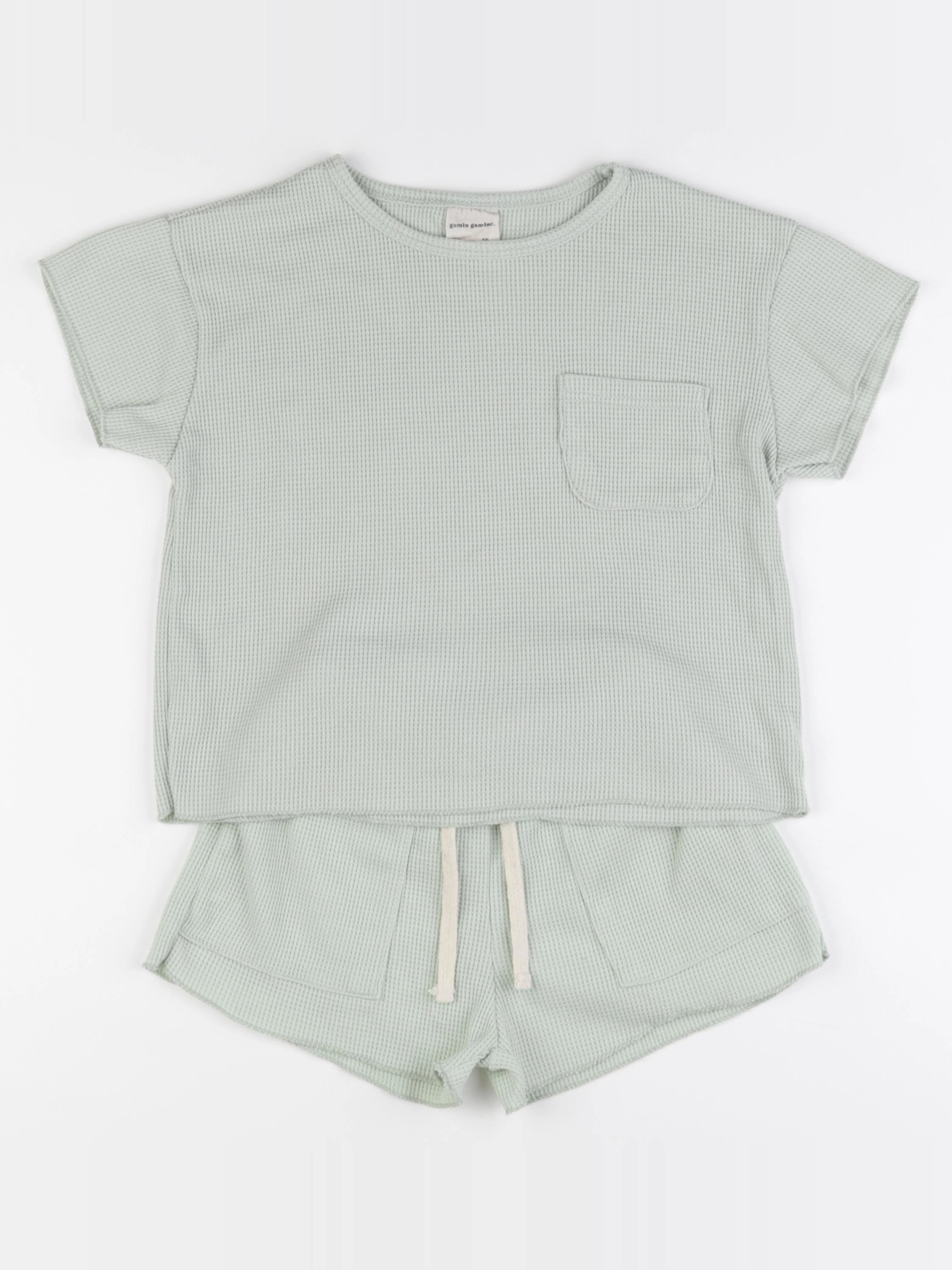 Gamin gamine - ensemble coton vert - 5/6 ans