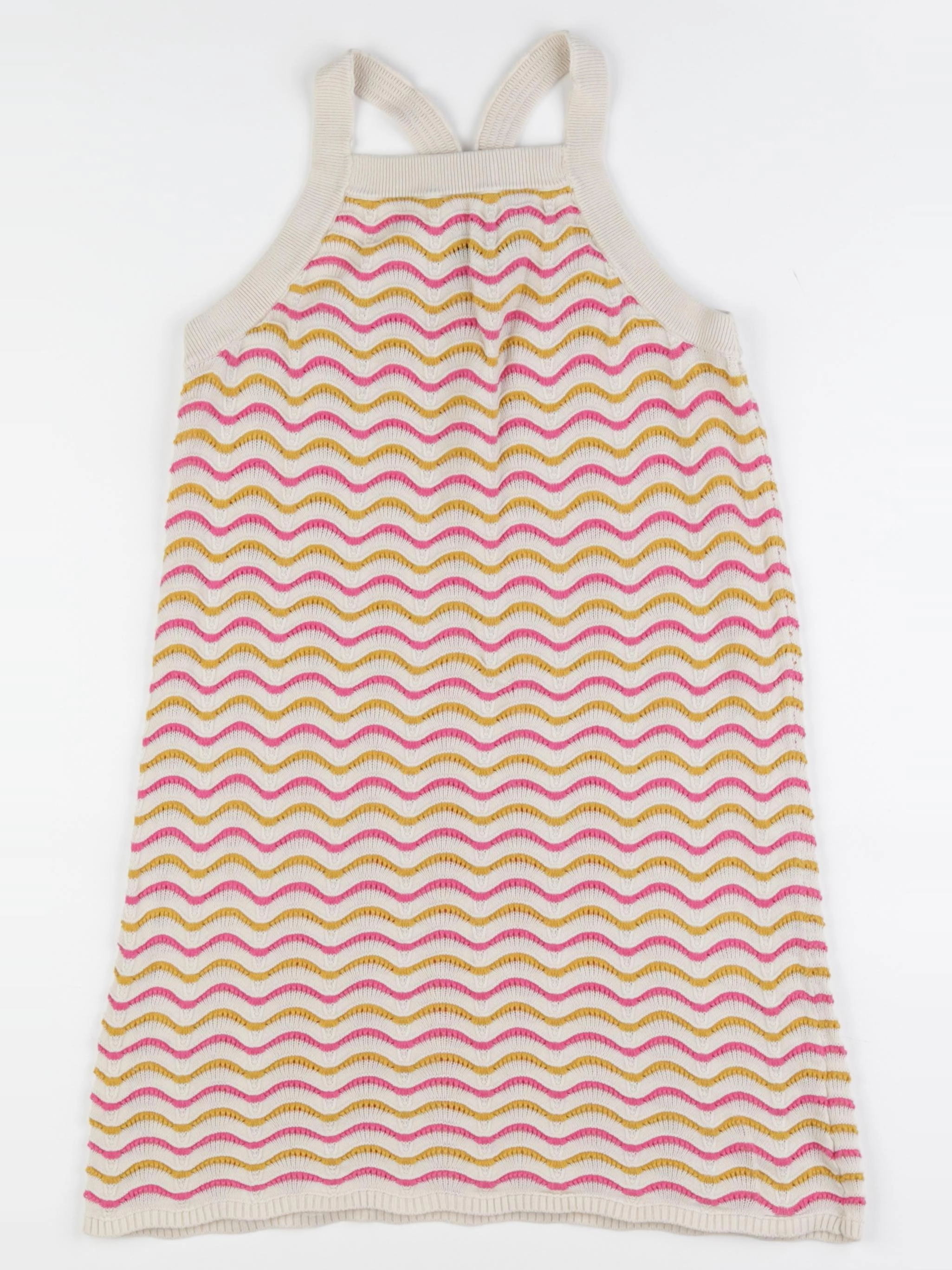 Monoprix - robe beige, jaune, rose - 8/10 ans