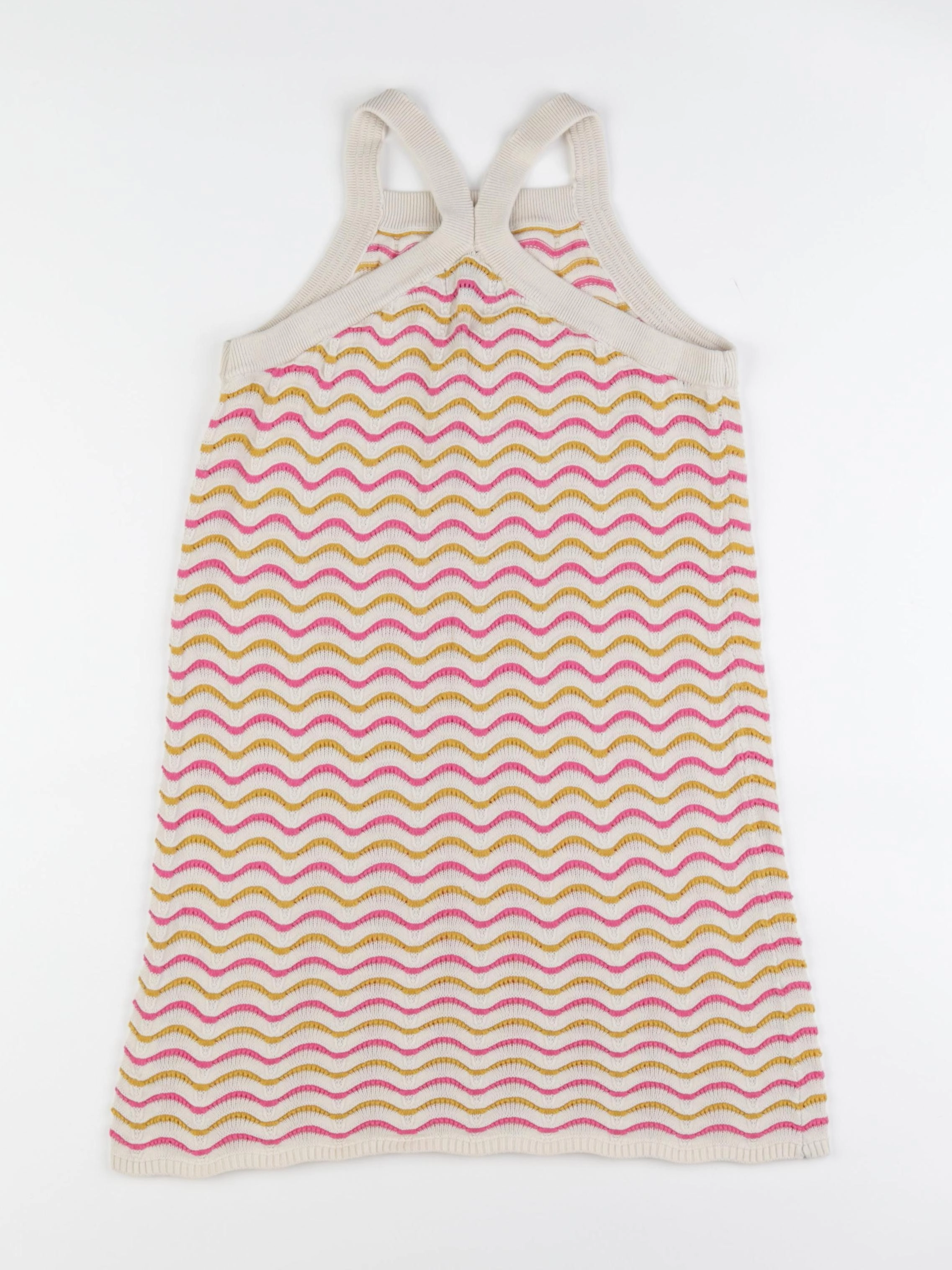 Monoprix - robe beige, jaune, rose - 8/10 ans