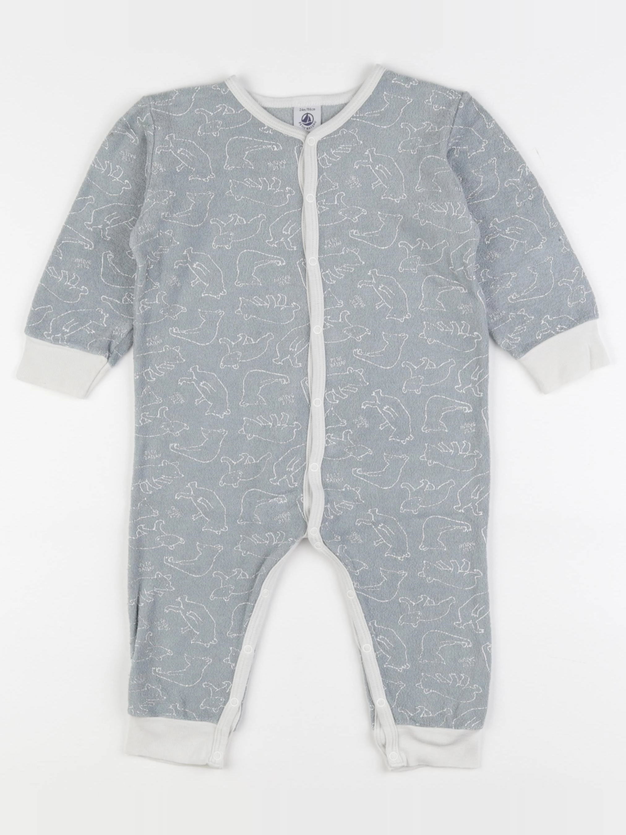 Petit Bateau - pyjama velours vert - 24 mois