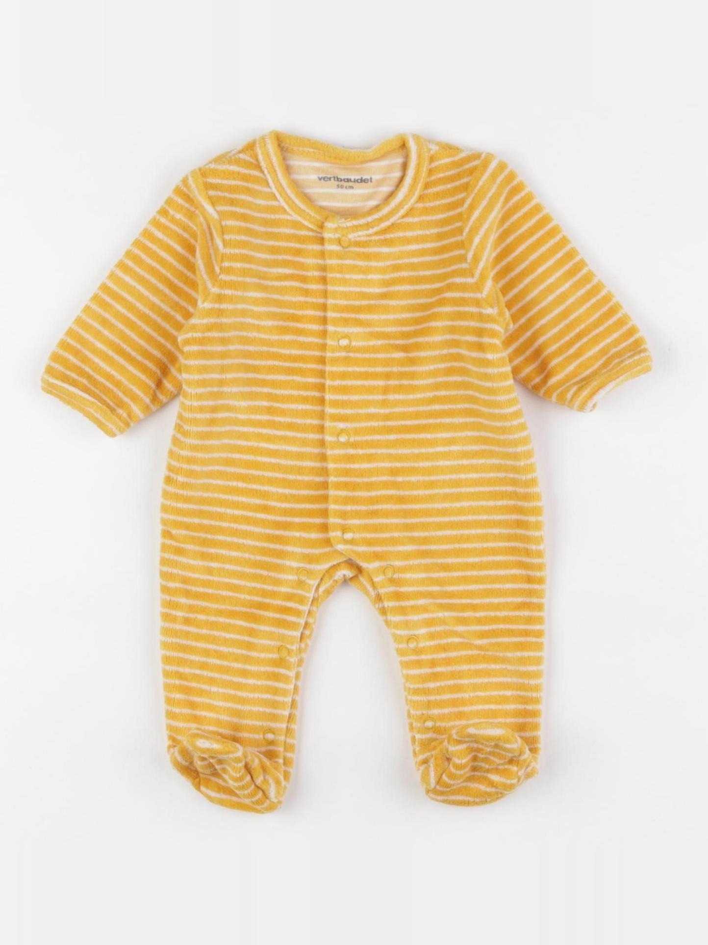Vertbaudet - pyjama velours jaune - 0 mois