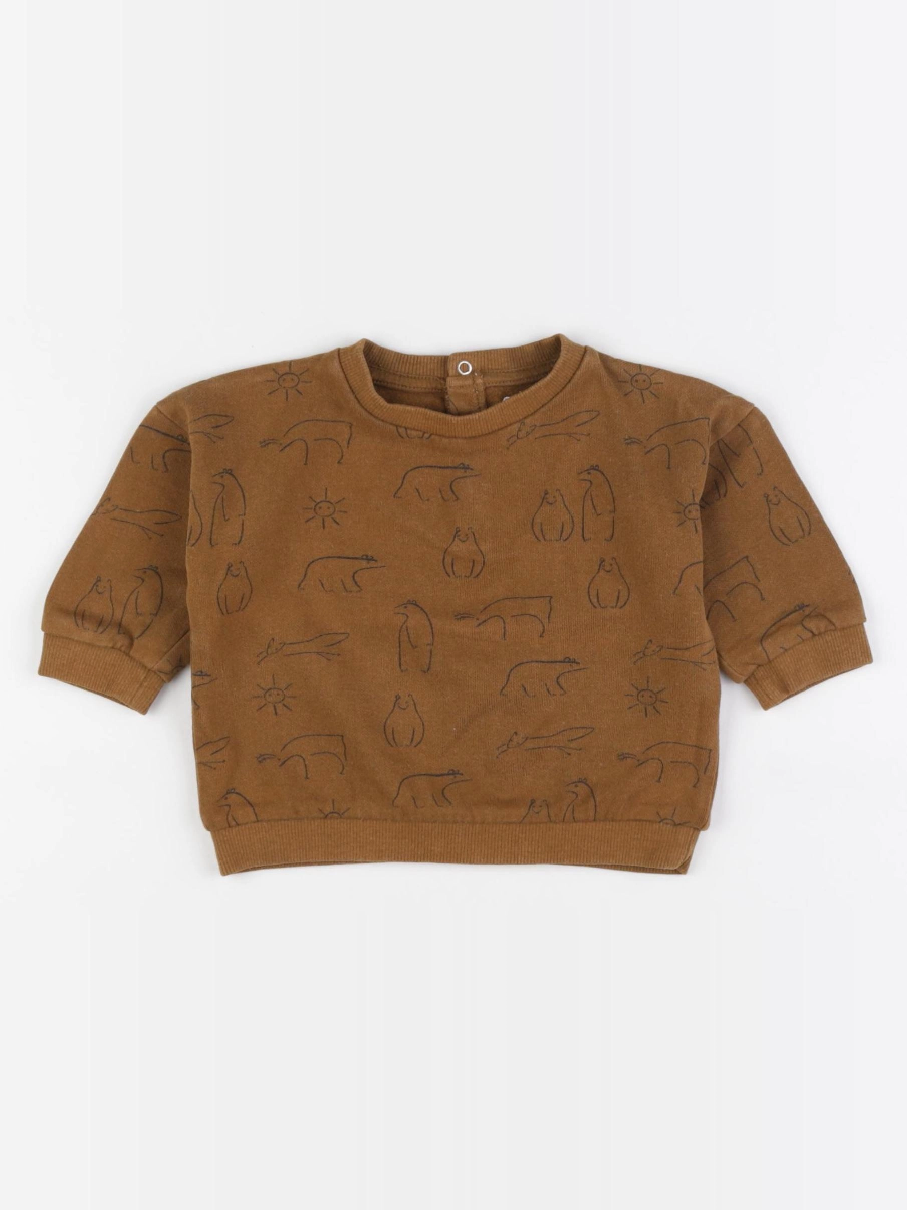 Vertbaudet - sweat marron - 9 mois