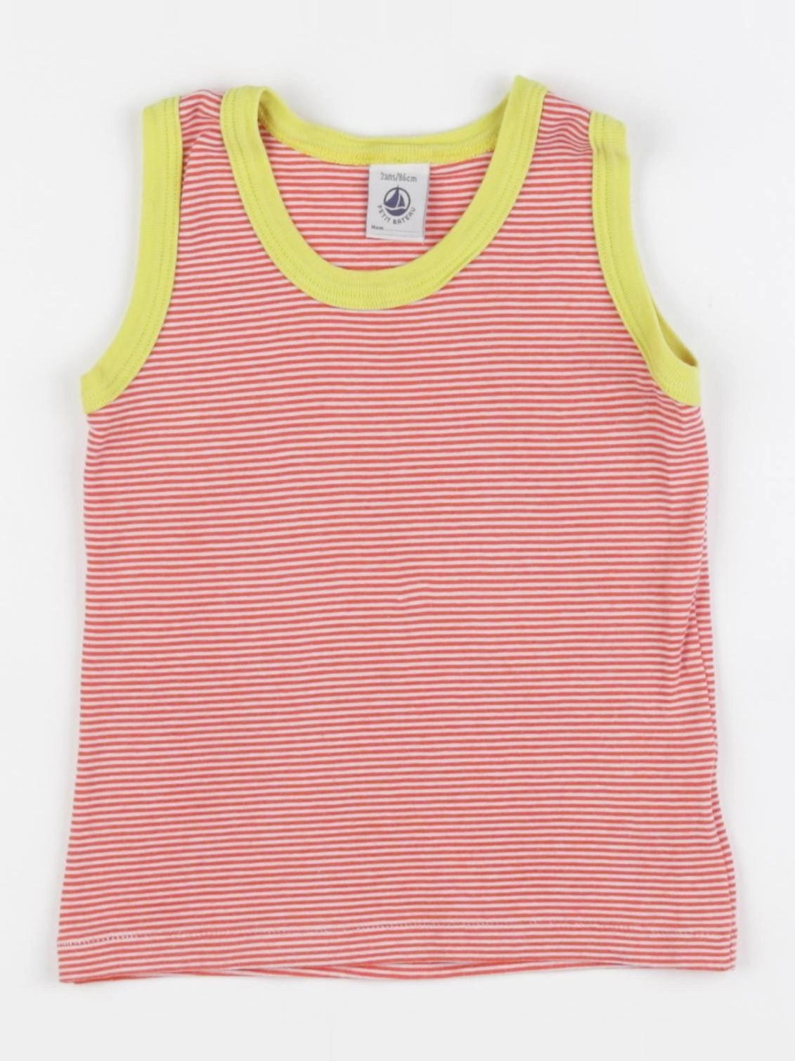 Petit Bateau - maillot de corps rouge, jaune - 2 ans