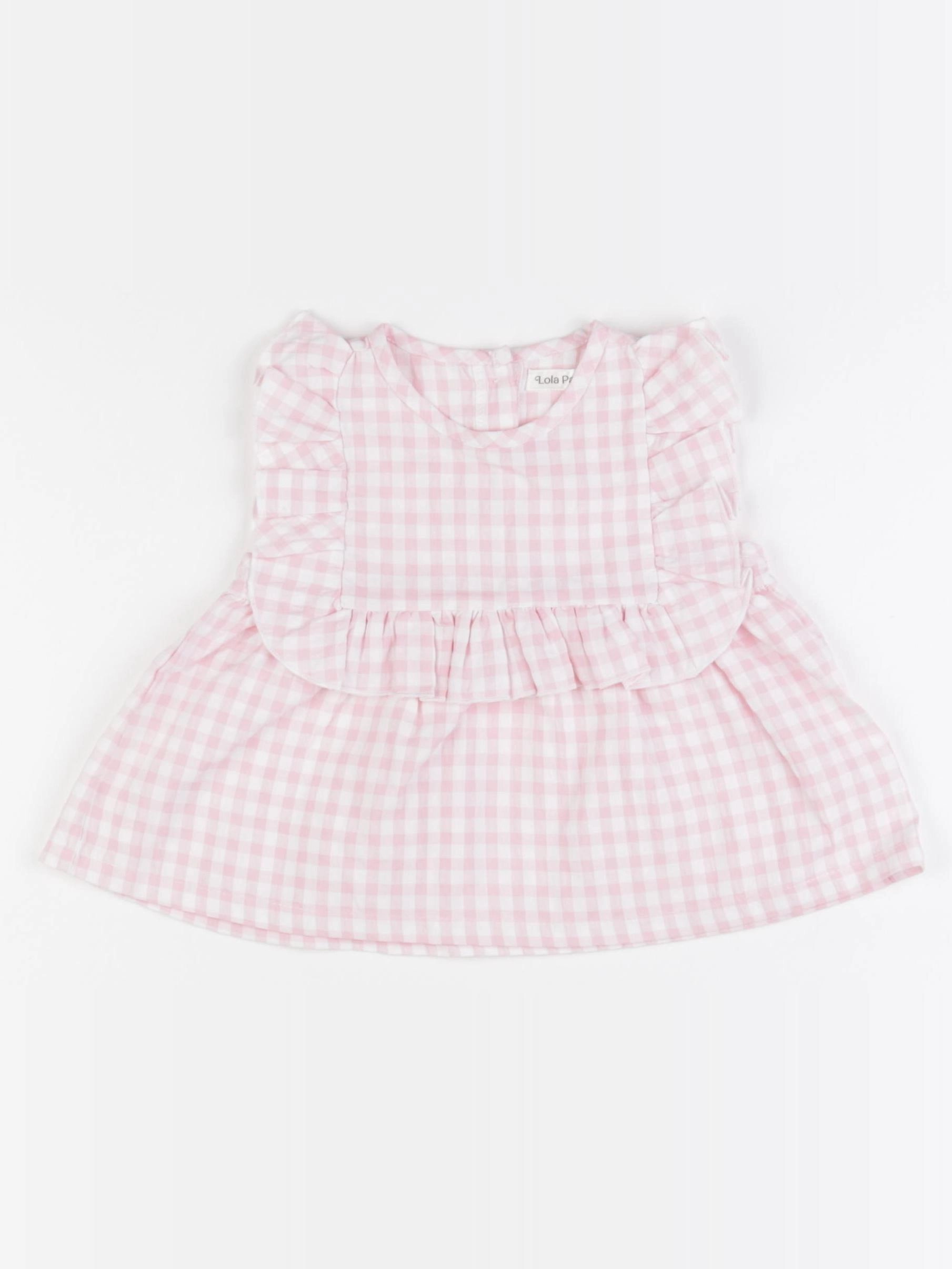 Lola Palacios - blouse rose, blanc - 2 ans