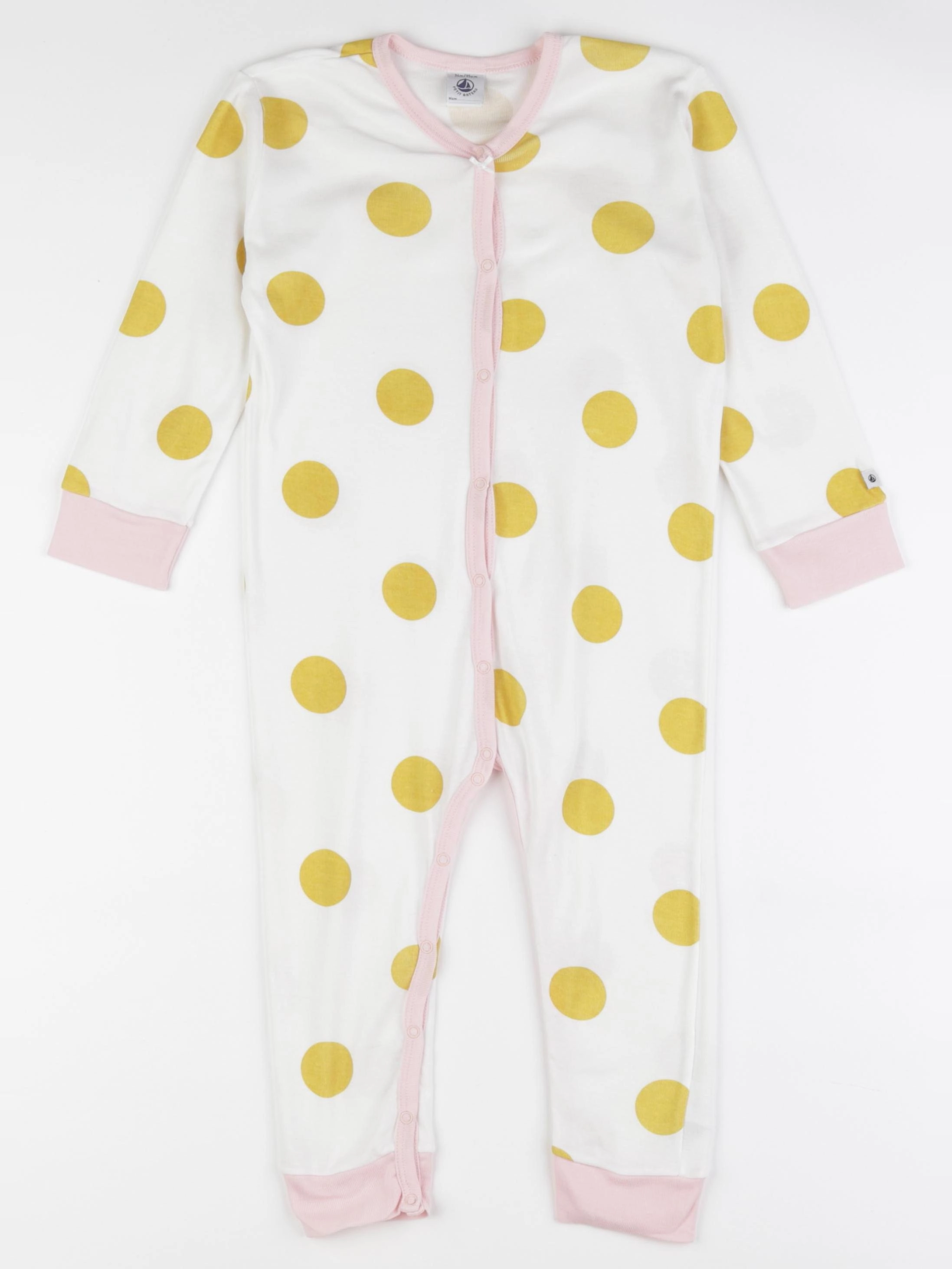 Petit Bateau - pyjama coton blanc, jaune - 36 mois