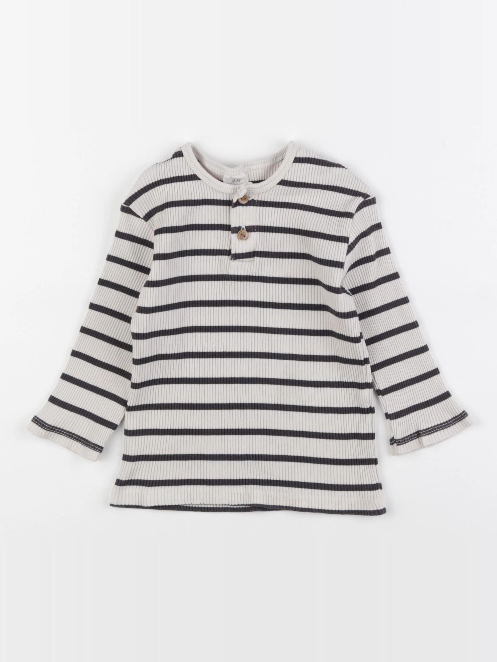 H&M - tee-shirt beige, bleu - 9/12 mois