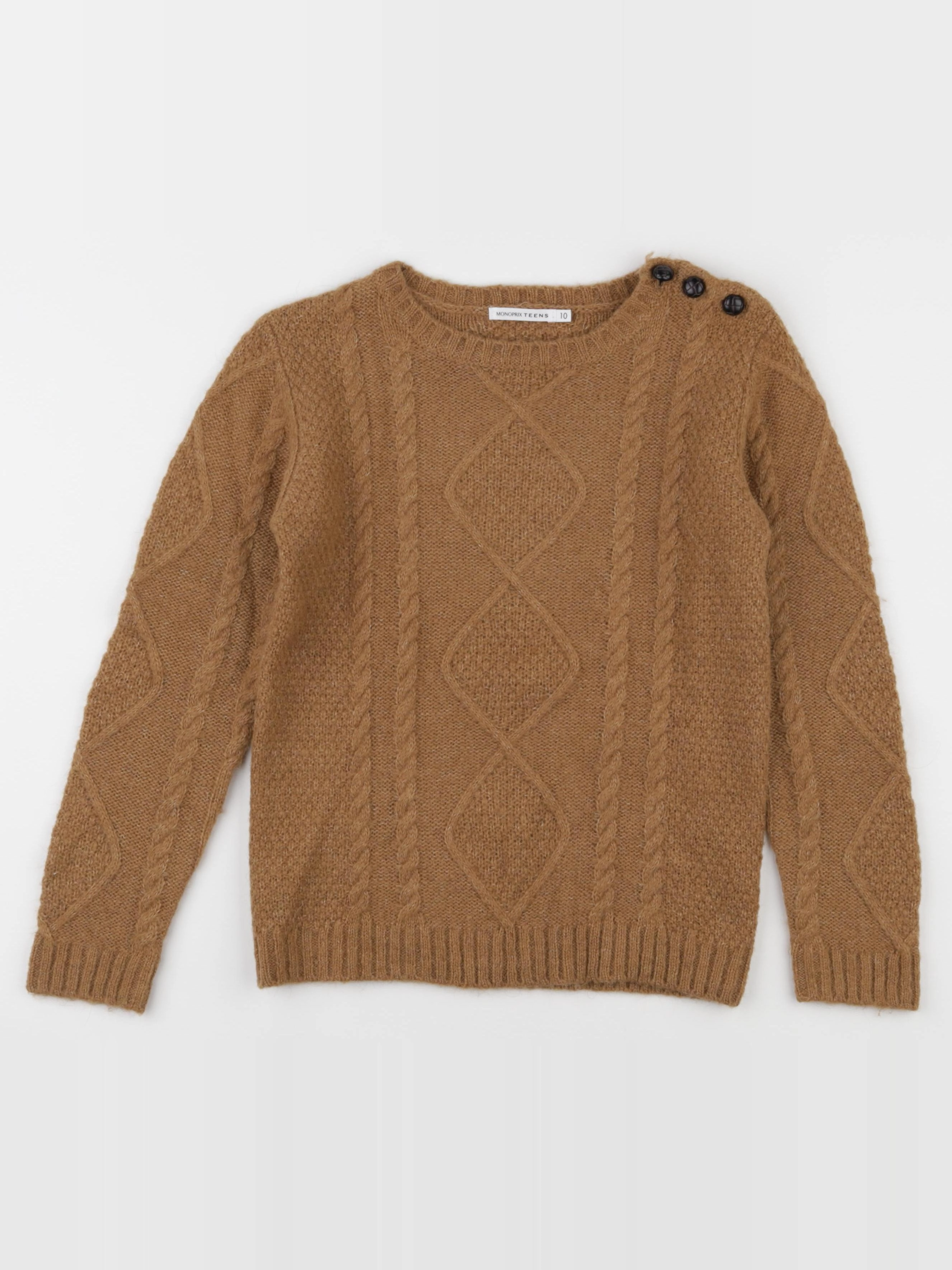 Monoprix - pull marron - 10 ans
