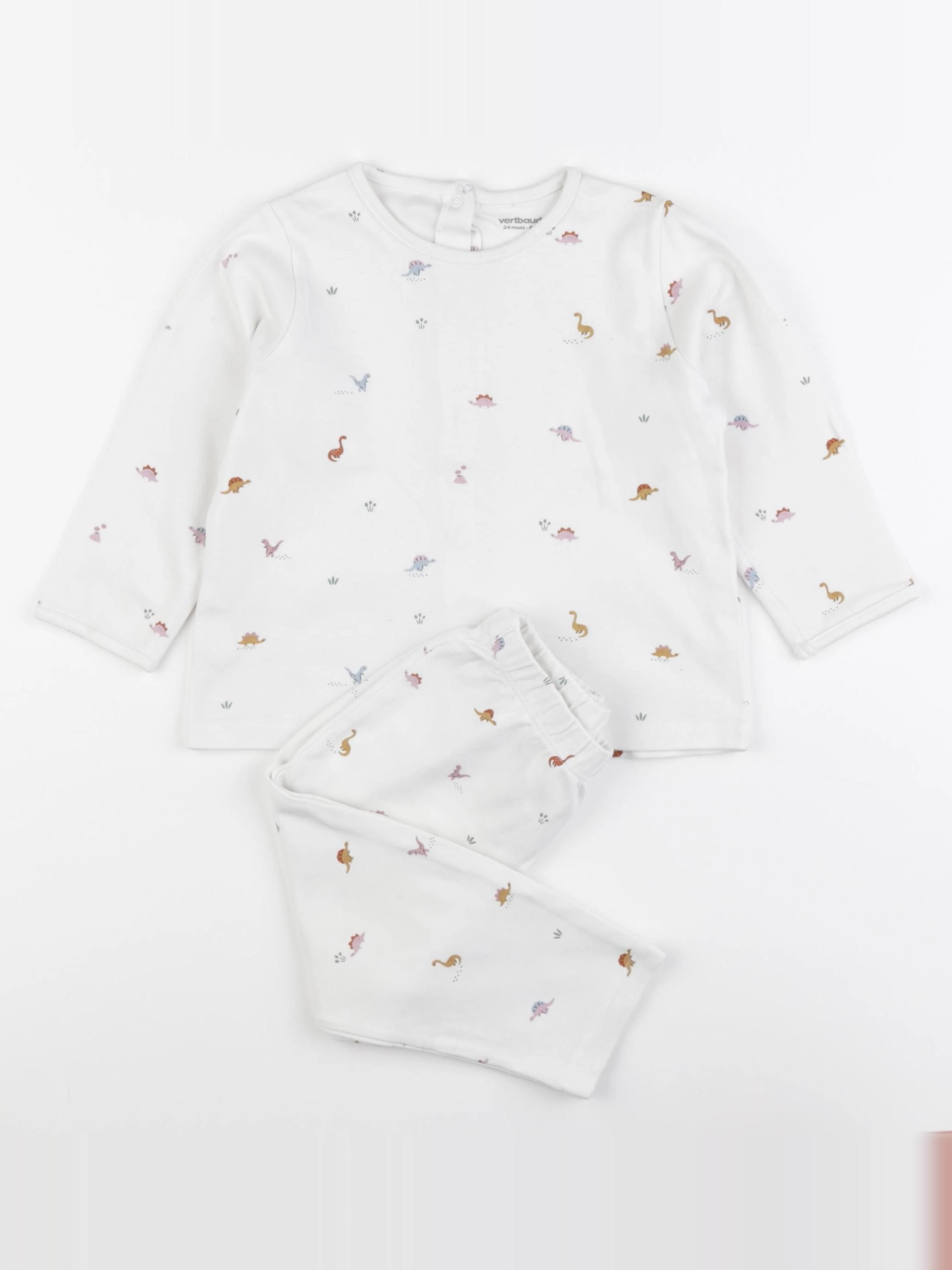 Vertbaudet - pyjama coton blanc - 24 mois
