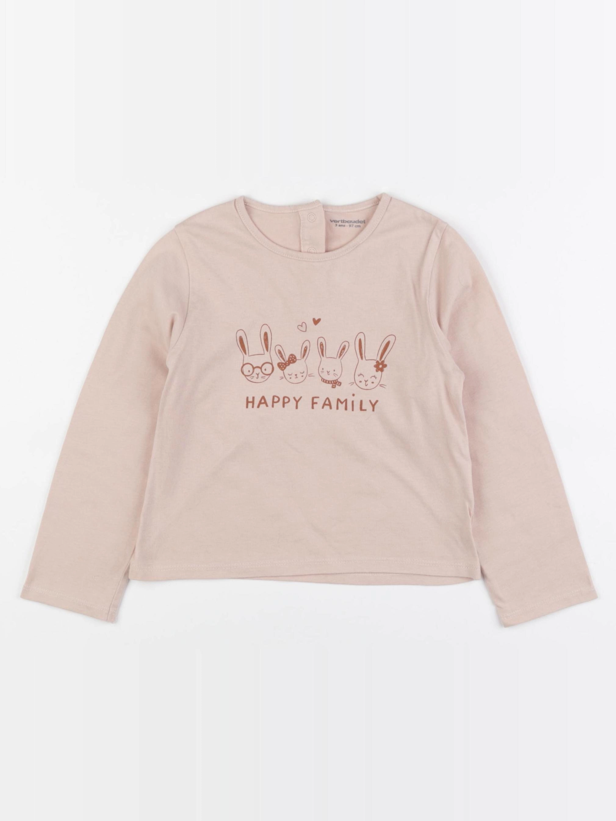 Vertbaudet - tee-shirt rose - 4 ans
