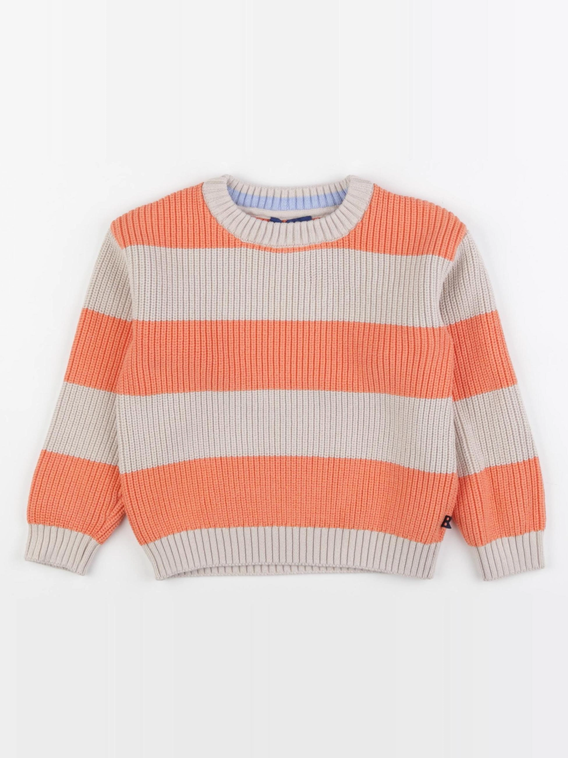 Okaidi - pull beige, orange - 5 ans