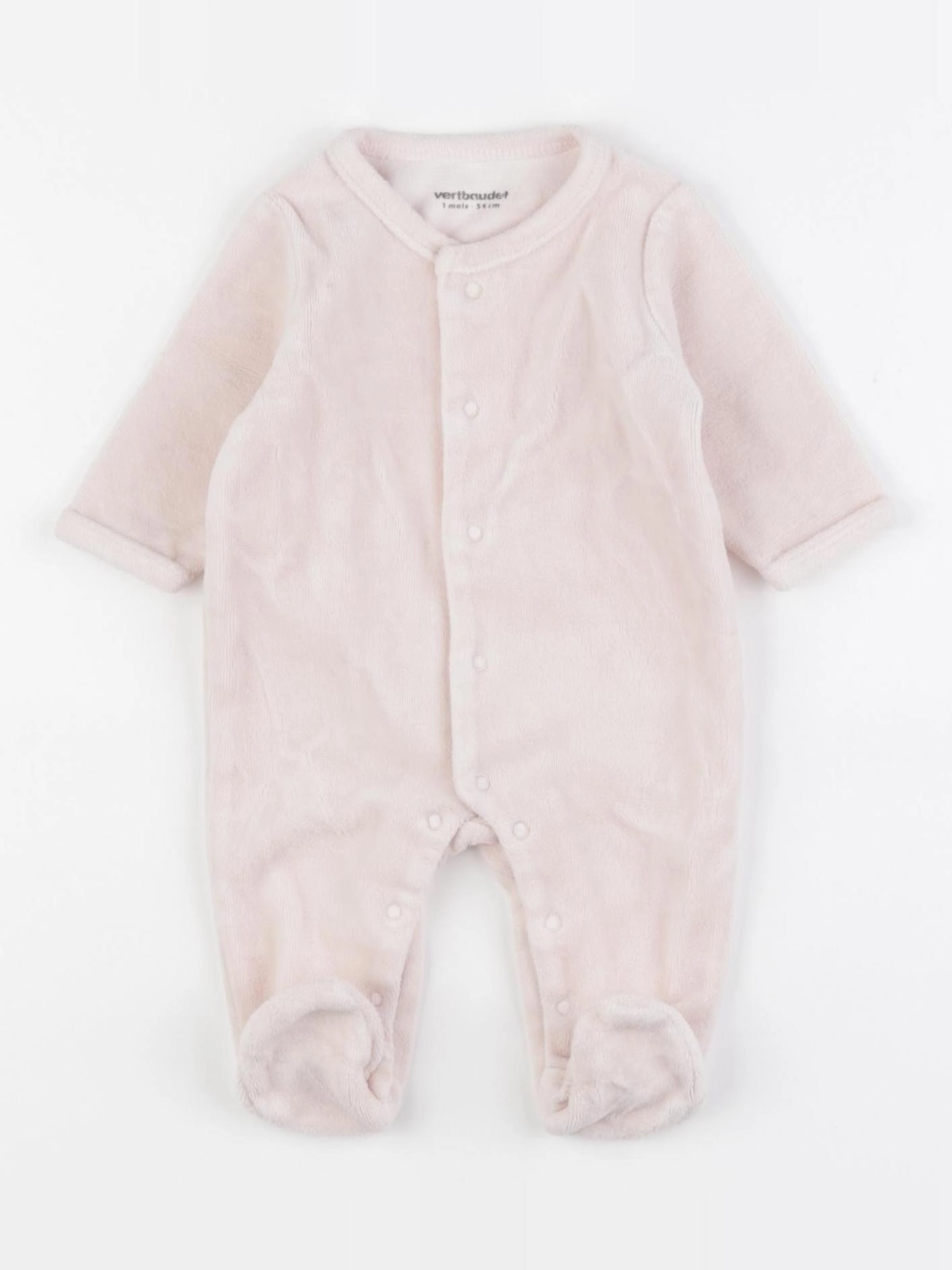 Vertbaudet - pyjama velours rose - 1 mois