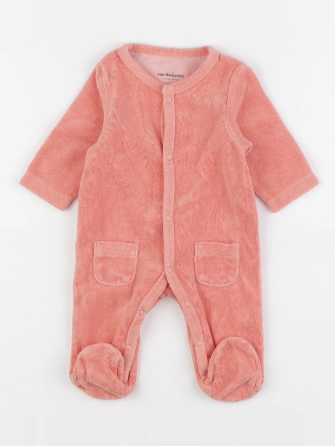 Vertbaudet - pyjama velours rose - 1 mois