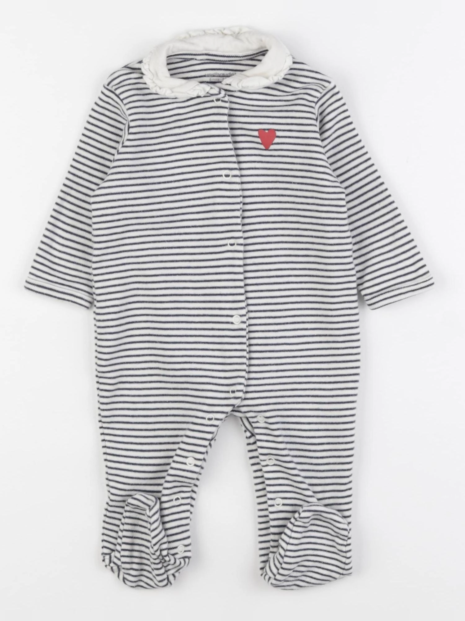 Vertbaudet - pyjama coton blanc, bleu - 6 mois