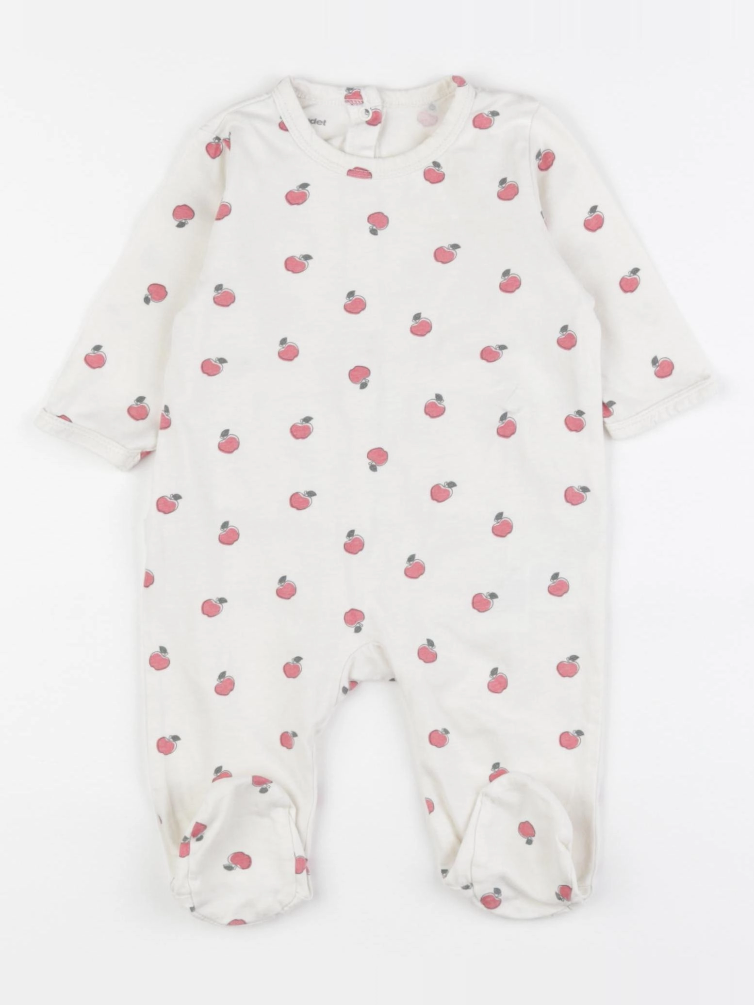 Vertbaudet - pyjama coton beige, rouge - 6 mois