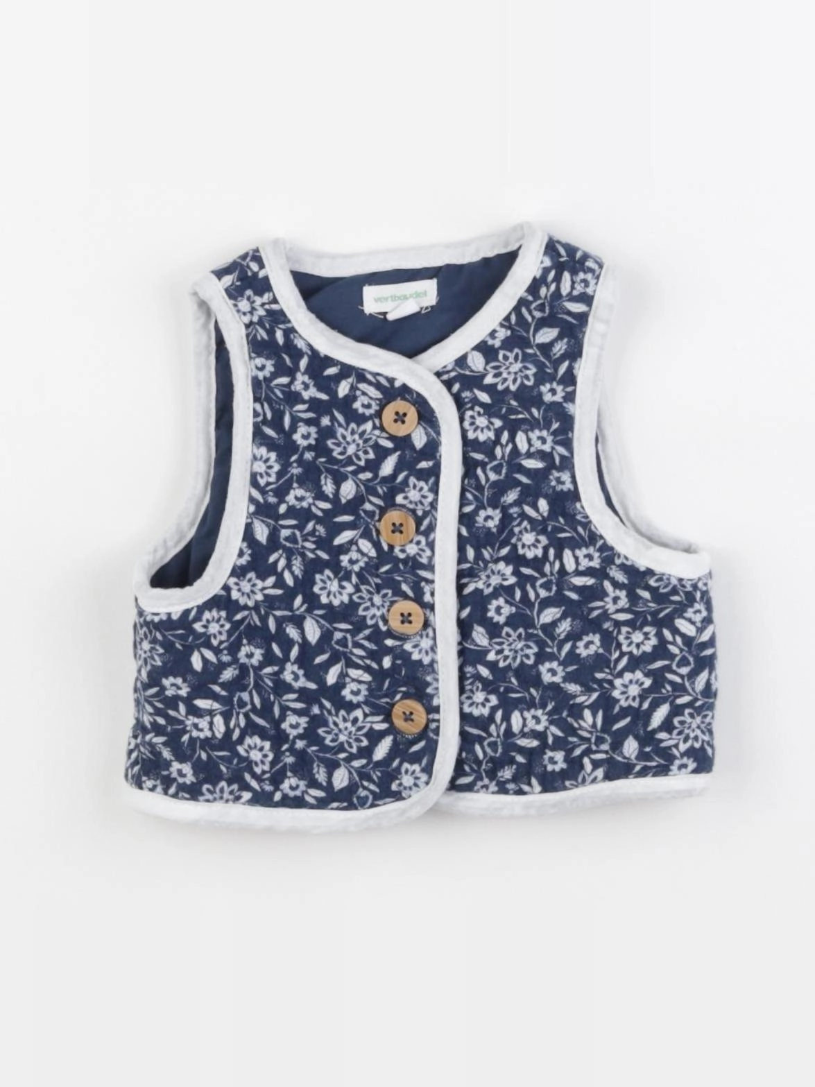 Vertbaudet - gilet bleu, blanc - 3 mois
