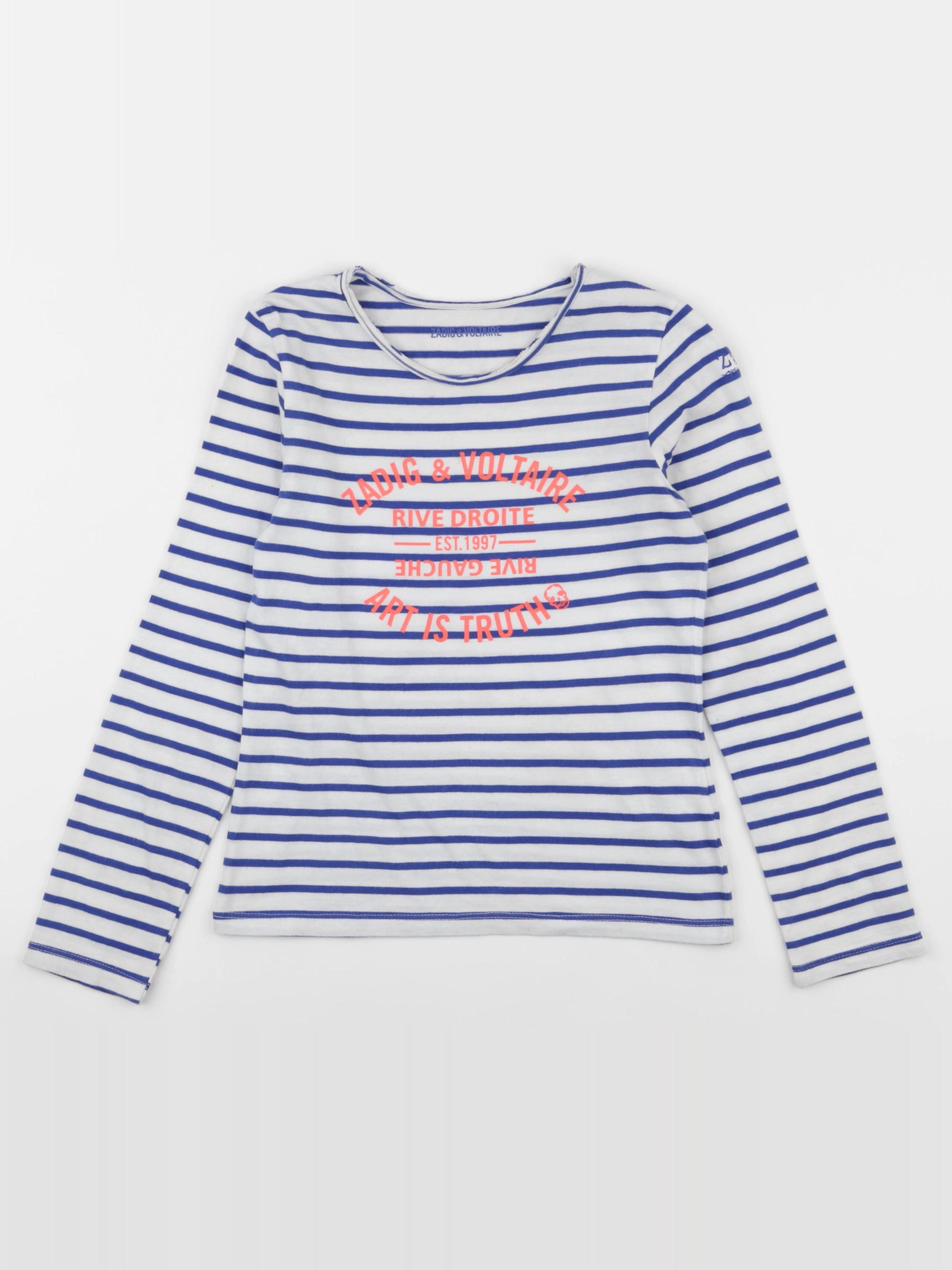 Zadig & Voltaire - tee-shirt blanc, bleu - 8 ans