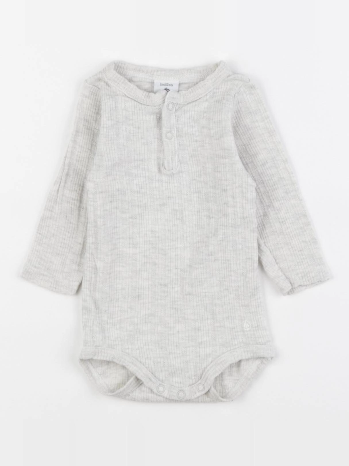 Petit Bateau - body gris - 3 mois
