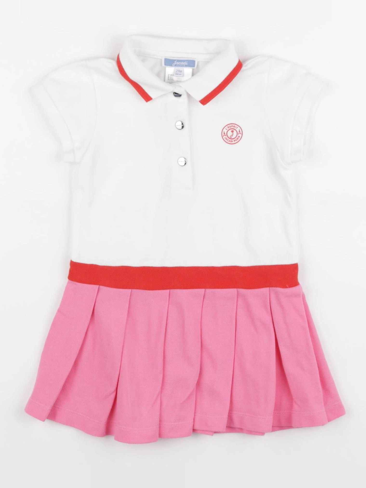 Jacadi - robe blanc, rose - 24 mois