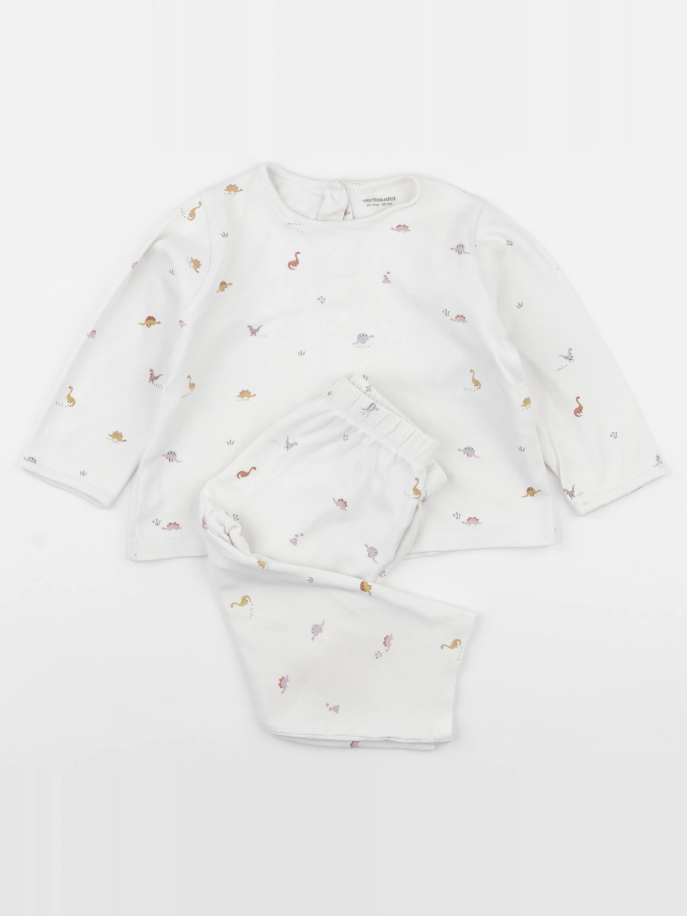 Vertbaudet - pyjama coton blanc - 24 mois