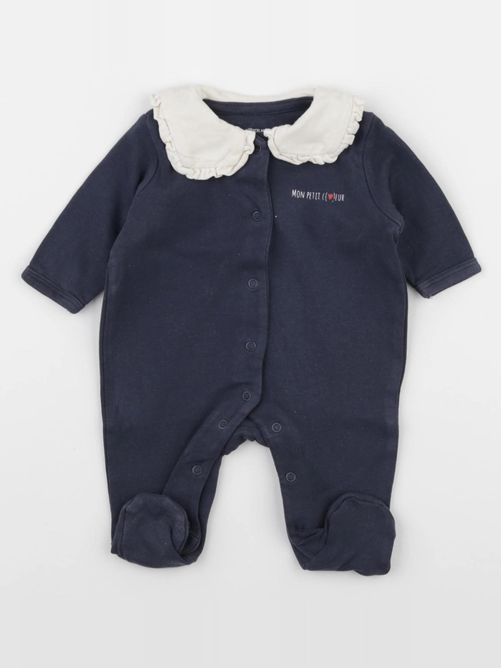 Vertbaudet - pyjama coton bleu - 1 mois