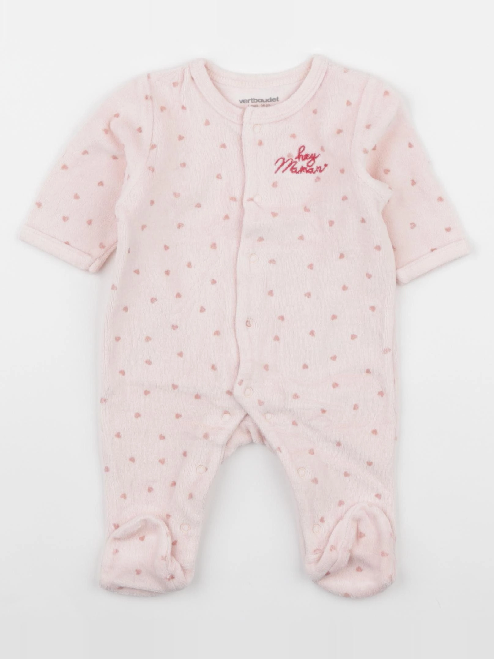 Vertbaudet - pyjama velours rose - 1 mois