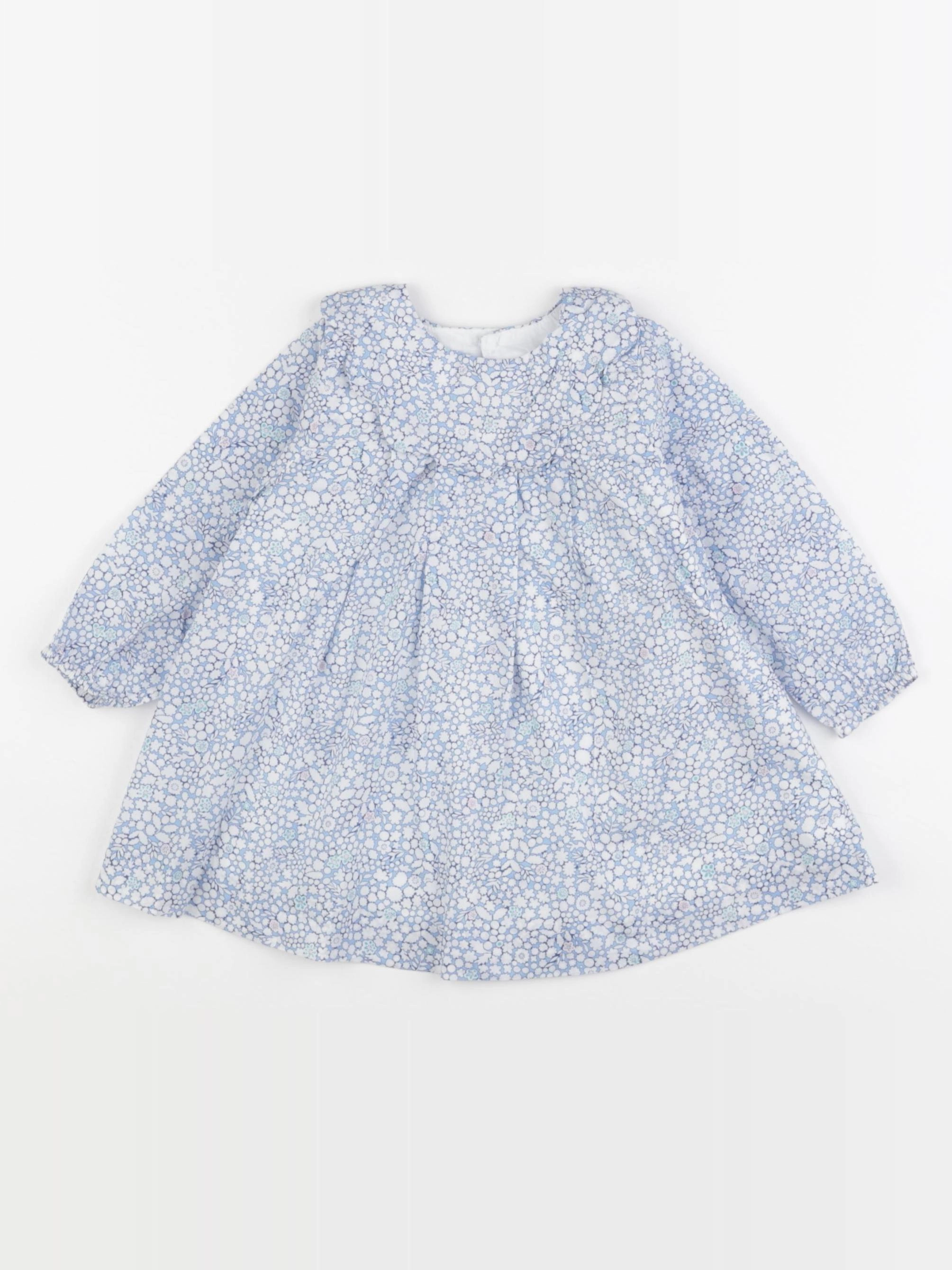 Jacadi - robe liberty bleu, blanc - 12 mois